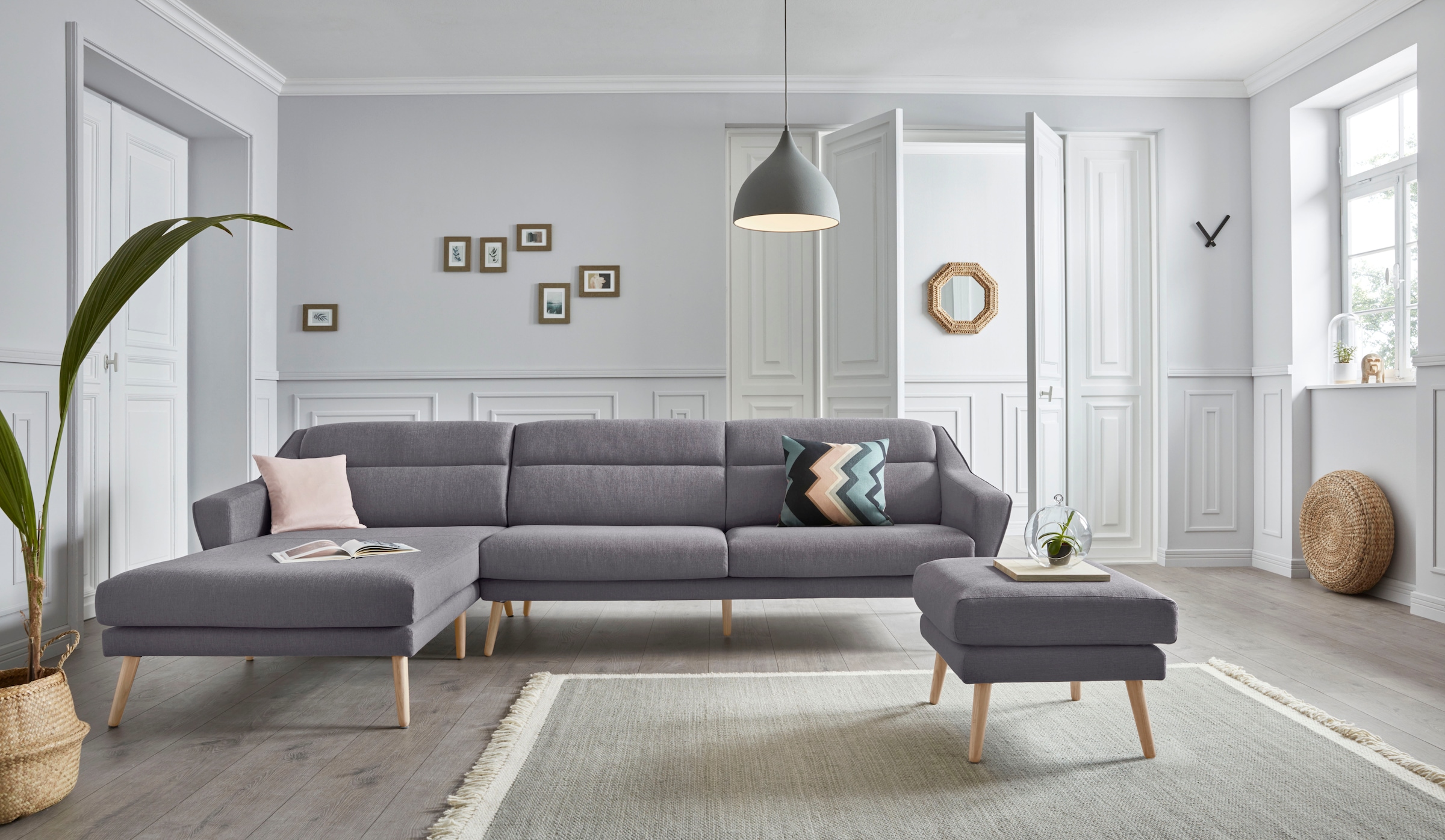 OTTO home Ecksofa "Bille L-Form" mit Naht im Rückenkissen und Beinen aus Ei günstig online kaufen