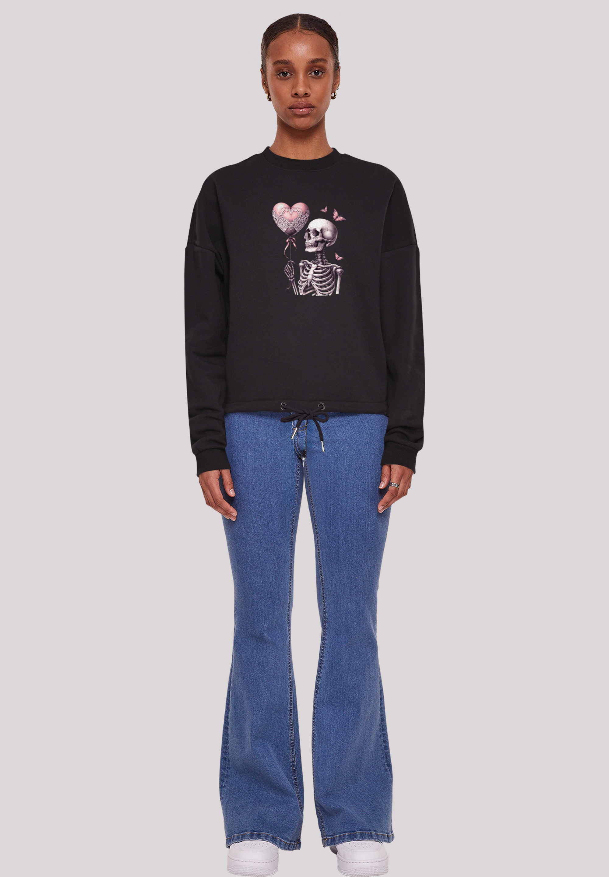 F4NT4STIC Sweatshirt »Skelett hält Herzballon«, Premium Qualität