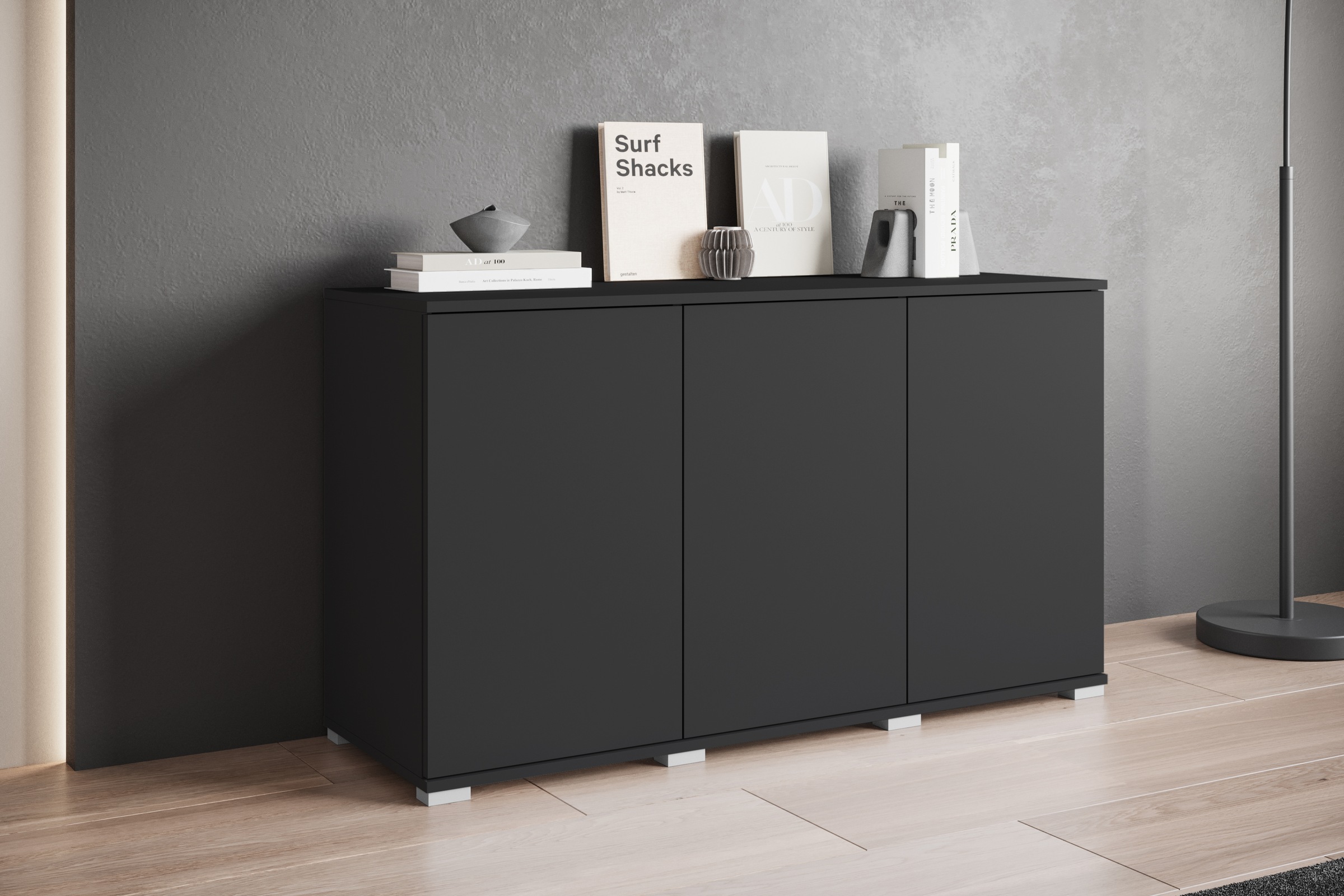 INOSIGN Sideboard »Kenia, moderne grifflose Kommode mit 3 Türen, Breite 120 cm«, (1 St.), Push-to-Open-Fronten, höhenverstellbaren Einlegeböden