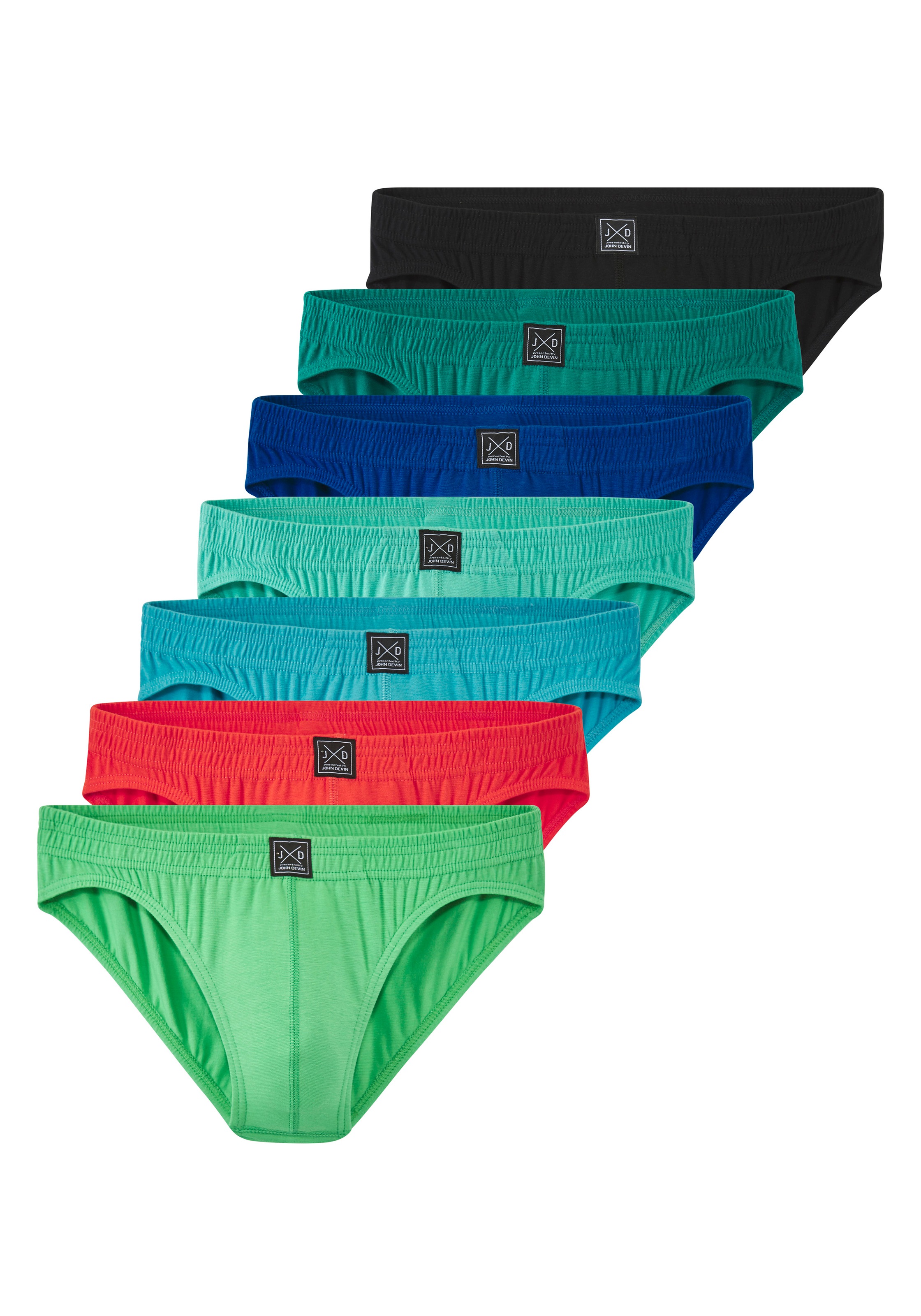 John Devin Slip Box, 7 Stk. aus elastischer Baumwollmischung, mit Logoschriftzug im Bund