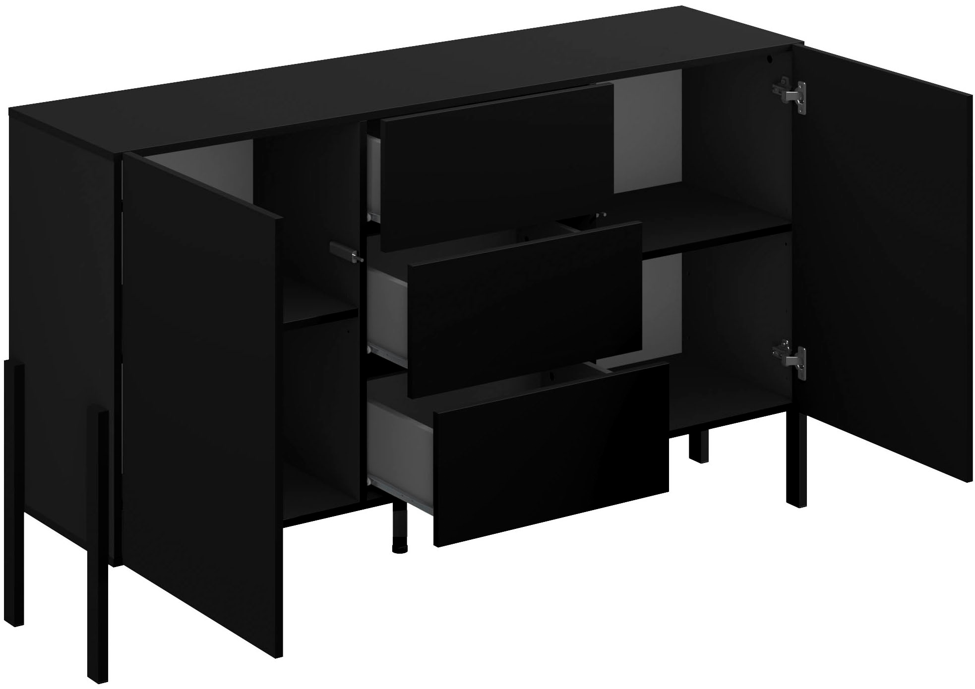 OTTO home Sideboard »Jukon, Breite 150 bzw.180 cm, moderne grifflose Kommode« Schubladenschrank 2 Türen/3 Schubkästen, push-to-open-Funktion