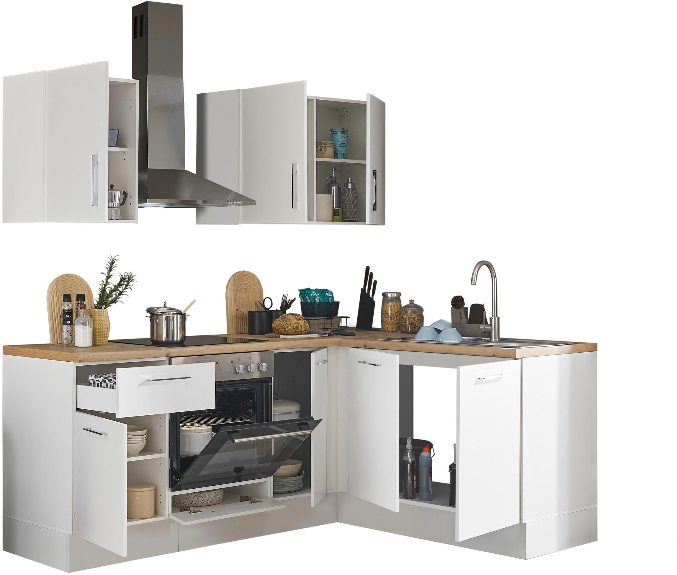 BASIC by Balculina Winkelküche »Turin«, Stellbreite 210x175 cm, wahlweise mit E-Geräten