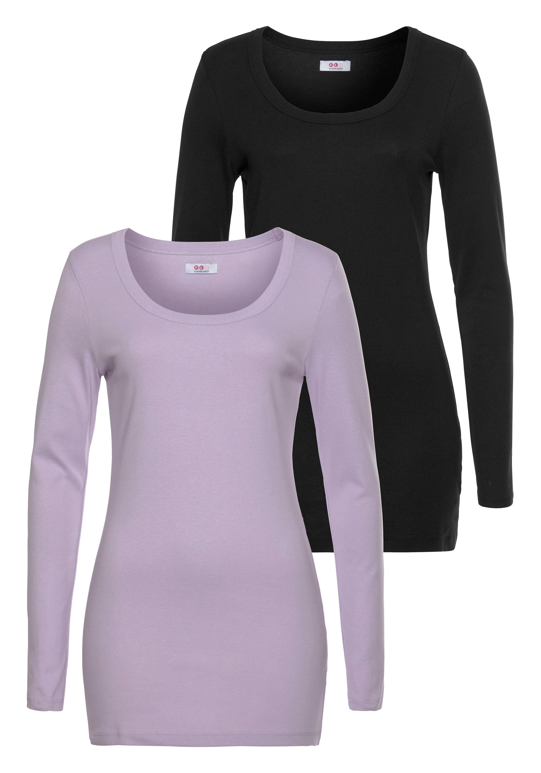 Flashlights Langarmshirt, 2 Stk. sehr figurbetonter Schnitt, Rundhalsaussch günstig online kaufen