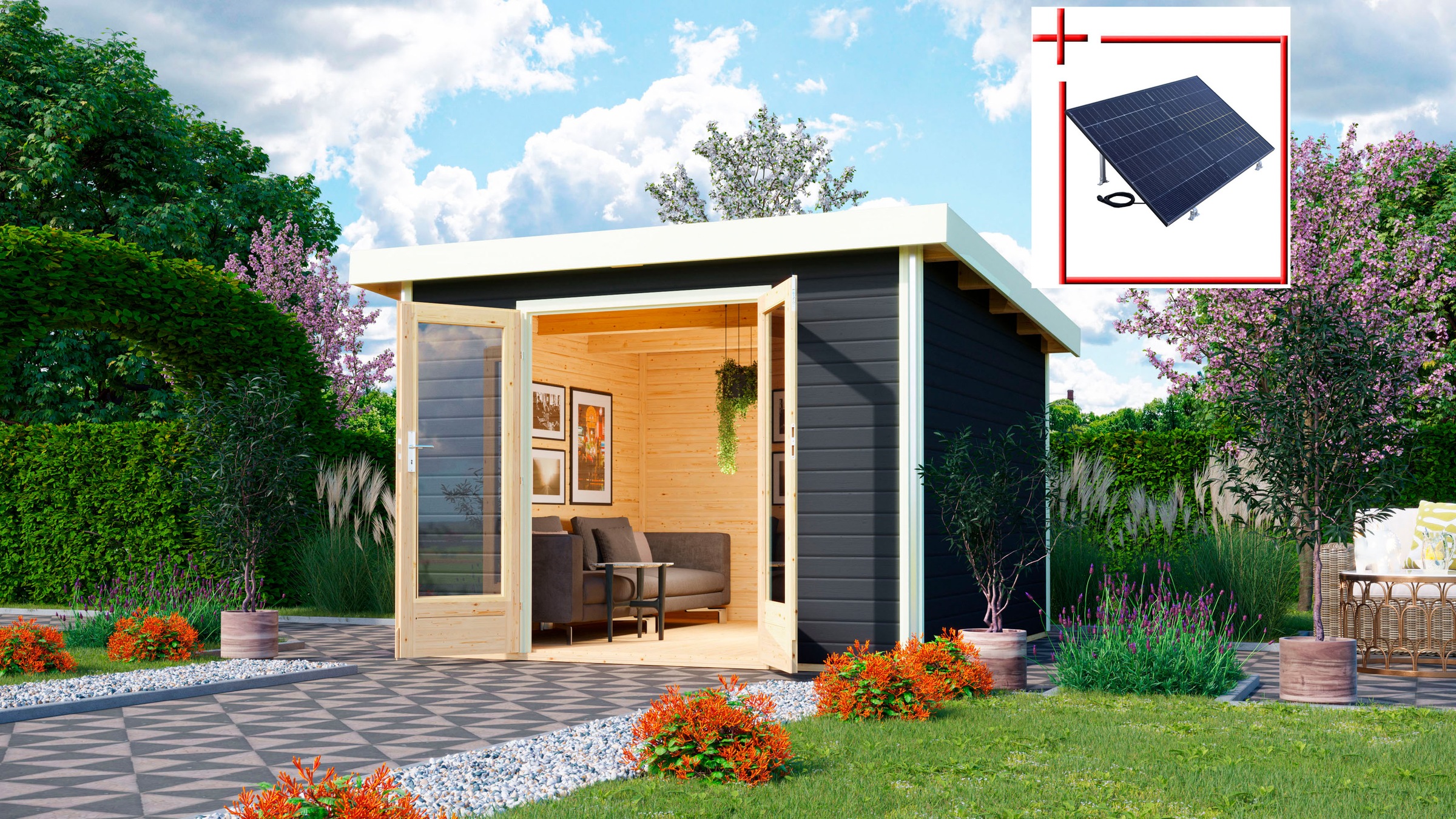 Karibu Gartenhaus "Rabensee 1", terragrau günstig online kaufen