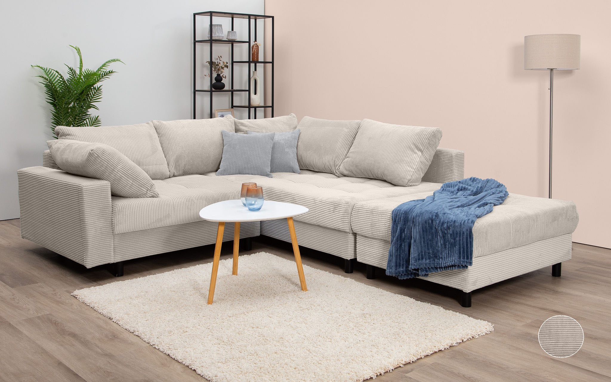 Home affaire Ecksofa Toni L-Form, inklusive Hocker und Rückenkissen