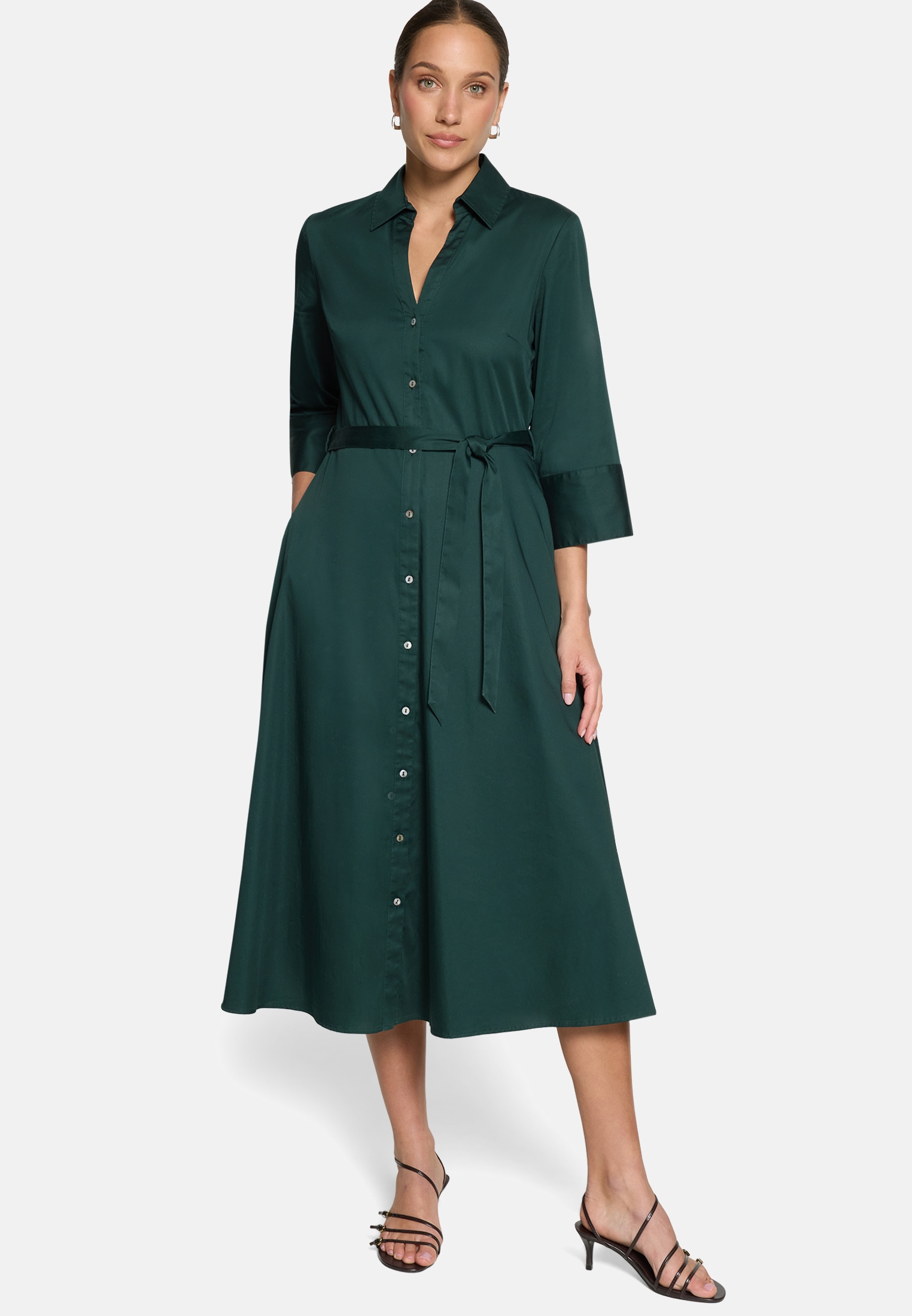 Zero Hemdblusenkleid »Damen mit 3/4 Arm« Ohne Tasche Bindegürtel