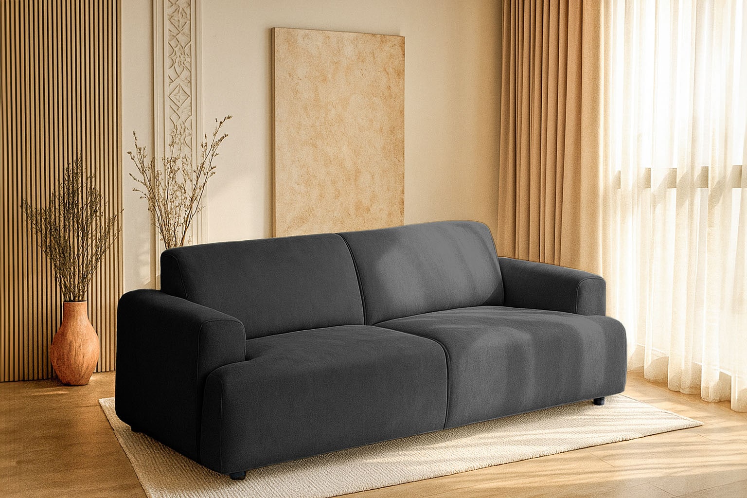 andas 2,5-Sitzer »Linkka, Breite 217 cm«, in einem weichen Chenille-Stoff, mit Wellenunterfederung