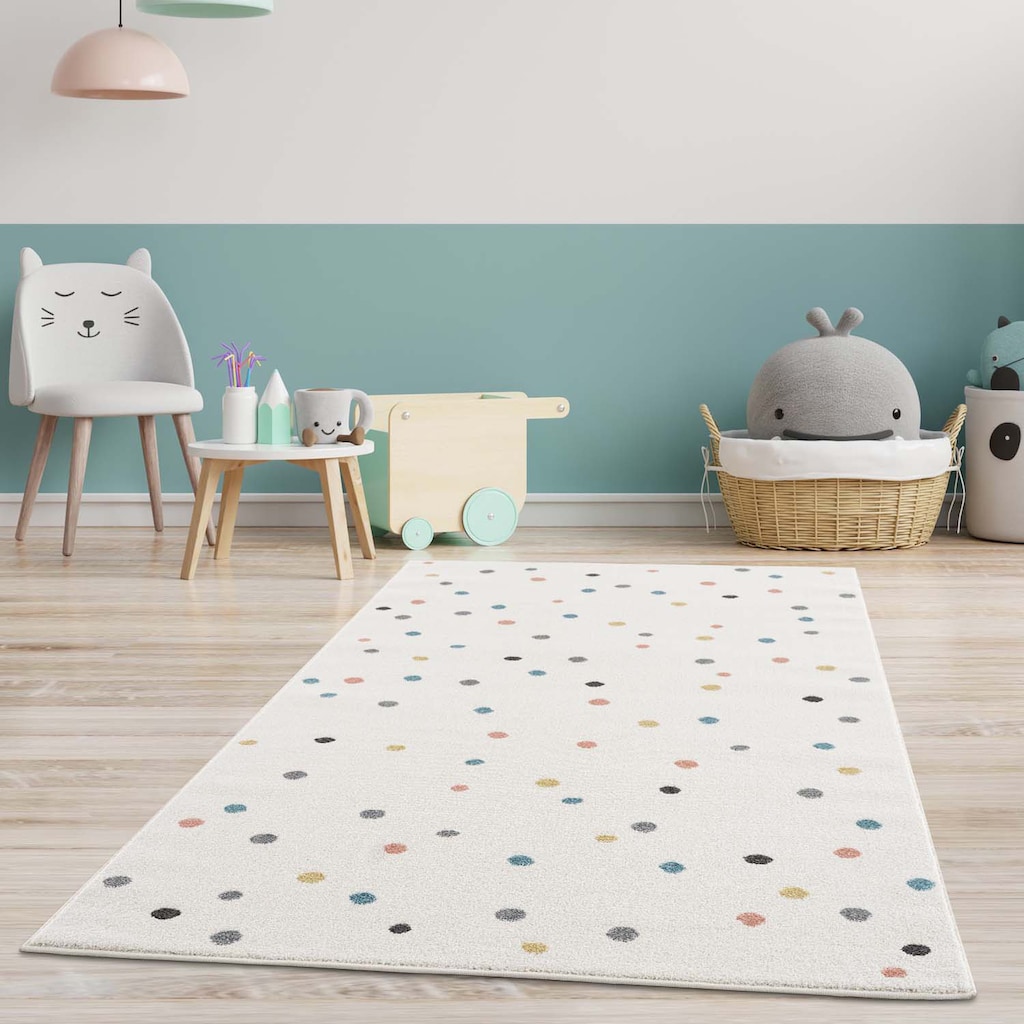 Carpet City Kinderteppich »Anime9396«, rechteckig, Spielteppich, Bunte Punkte, Weicher Flor, Pflegeleicht, Kinderzimmer