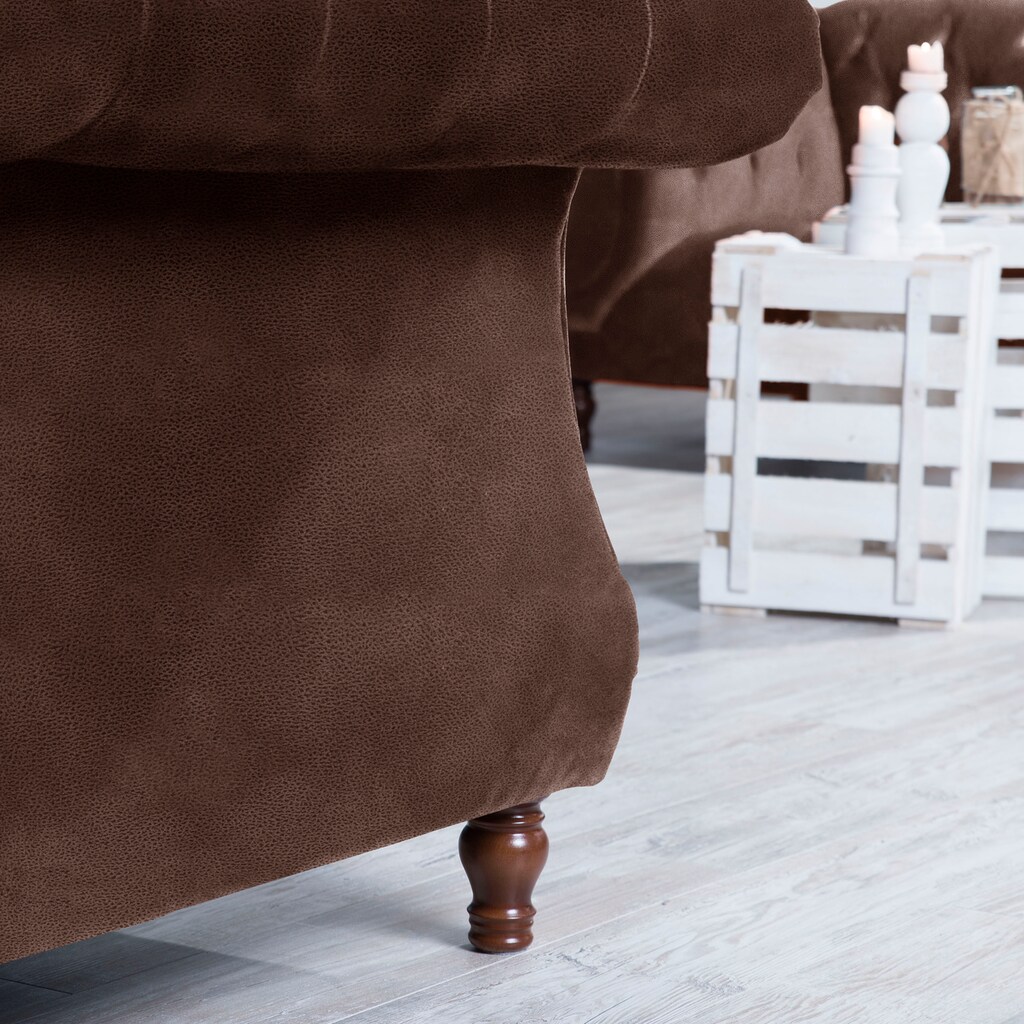 Wohnen Sofas & Couches Max Winzer® Chesterfield-Sofa »Isabelle«, mit edler Knopfheftung & gedrechselten Füßen in Buche Nussbaum, Wohnen Sofas & Couches Max Winzer® Chesterfield-Sofa »Isabelle«, mit edler Knopfheftung & gedrechselten Füßen in Buche Nussbaum,