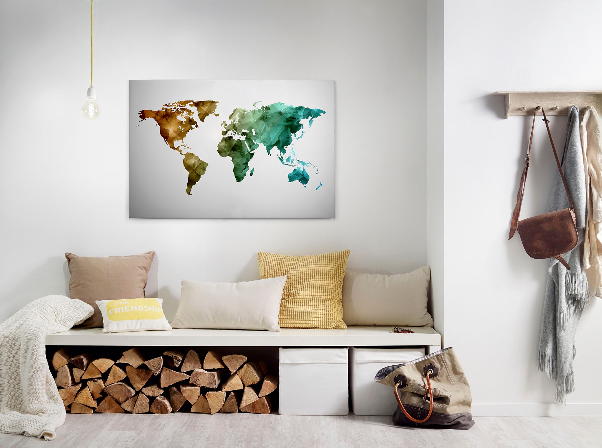 A.S. Création Leinwandbild "World Graphic" Kunst 1 Stk. tlg. Atlas Weltkarte Bunt Aquarell Keilrahmen Leinwand-Bild Wohnzimmer Wand