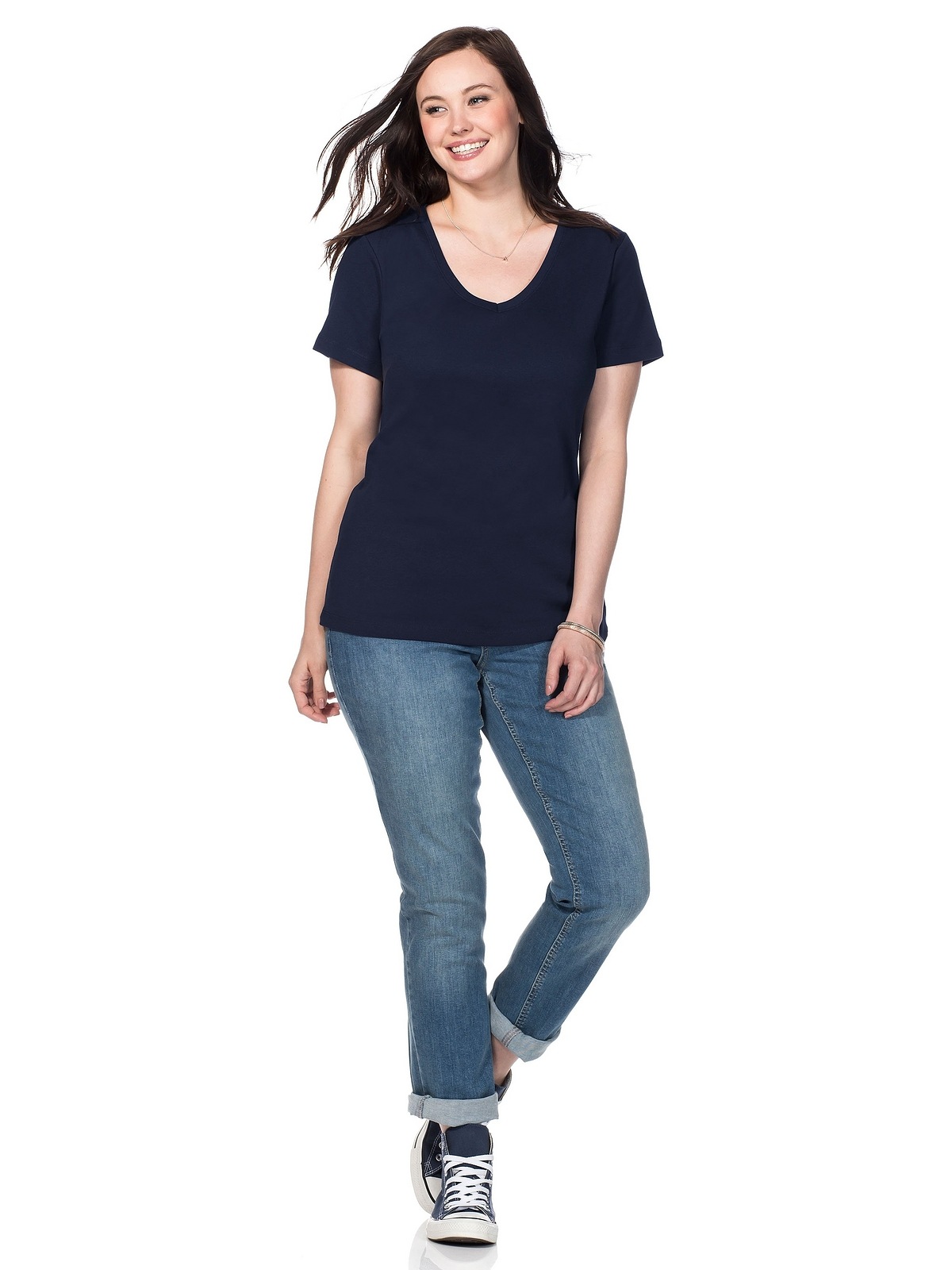 Sheego T-Shirt »Große Größen«, mit BAUR für bestellen | V-Ausschnitt