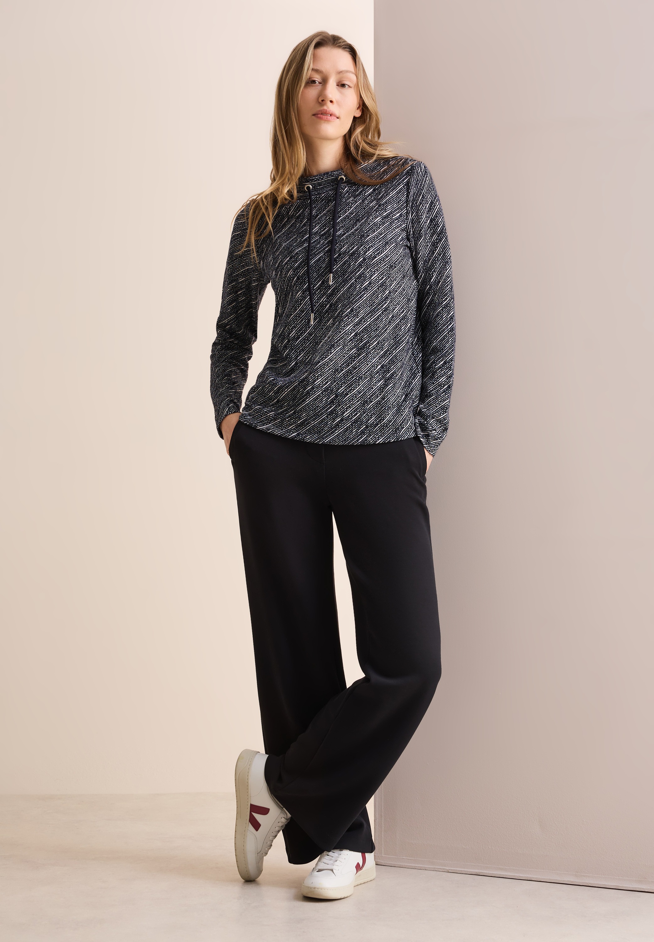 Cecil Langarmshirt aus elastischem Materialmix günstig online kaufen