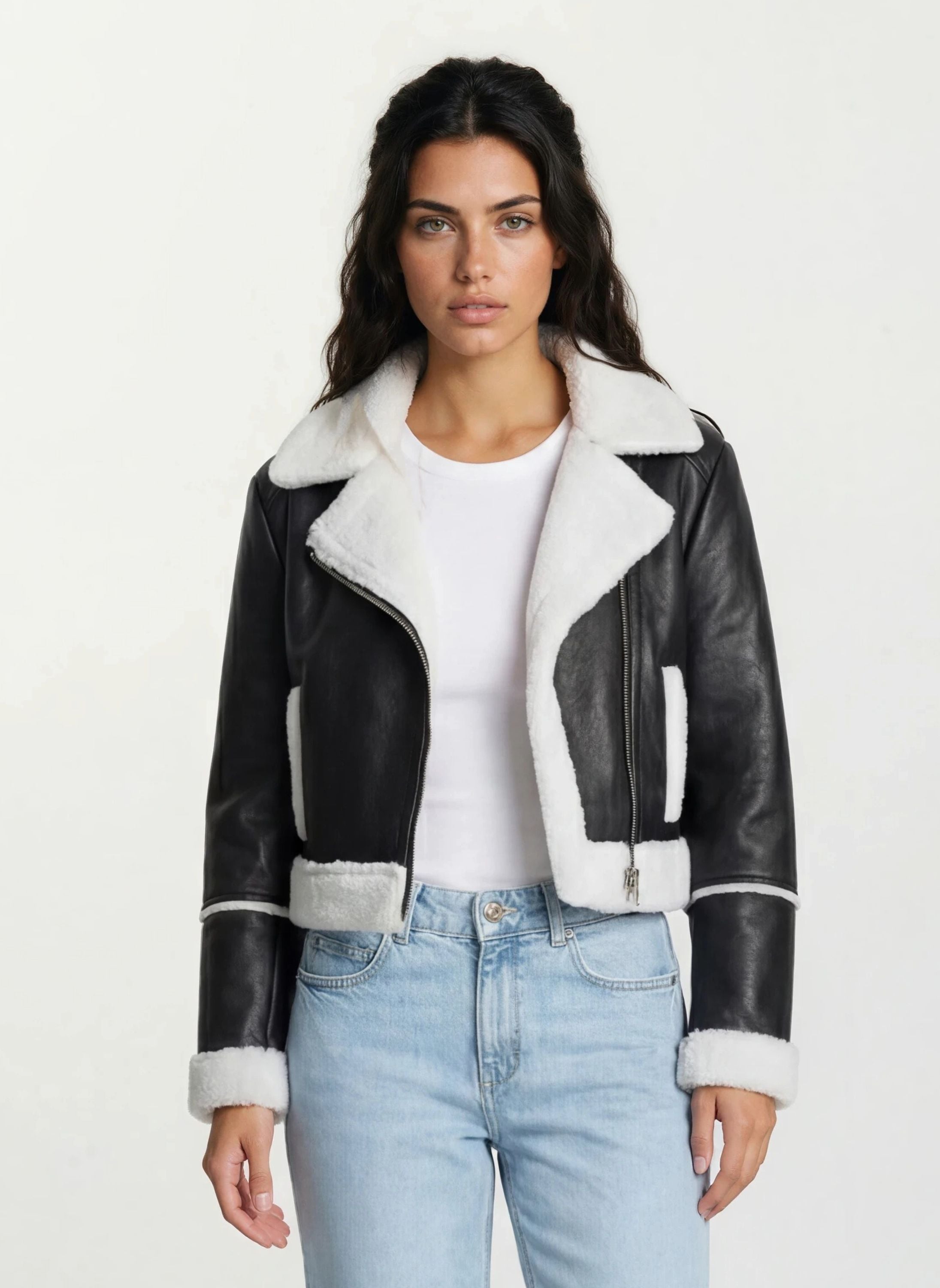 trueprodigy Lederjacke "Tristin Pilotenjacke mit Teddyfleece" ohne Kapuze