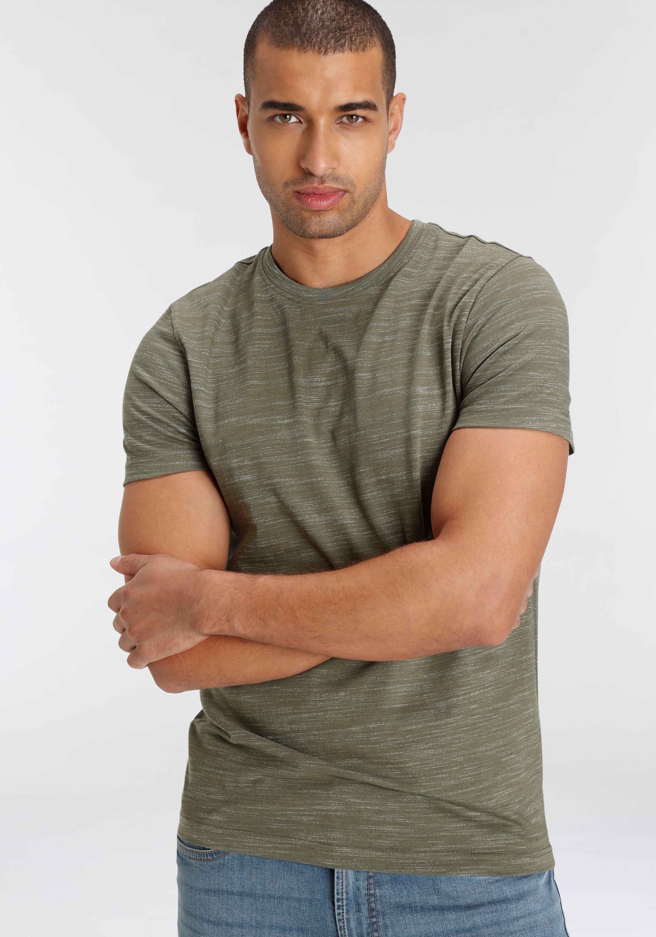 AJC T-Shirt, Kurzarm, Regular Fit, meliert, Rundhalsausschnitt