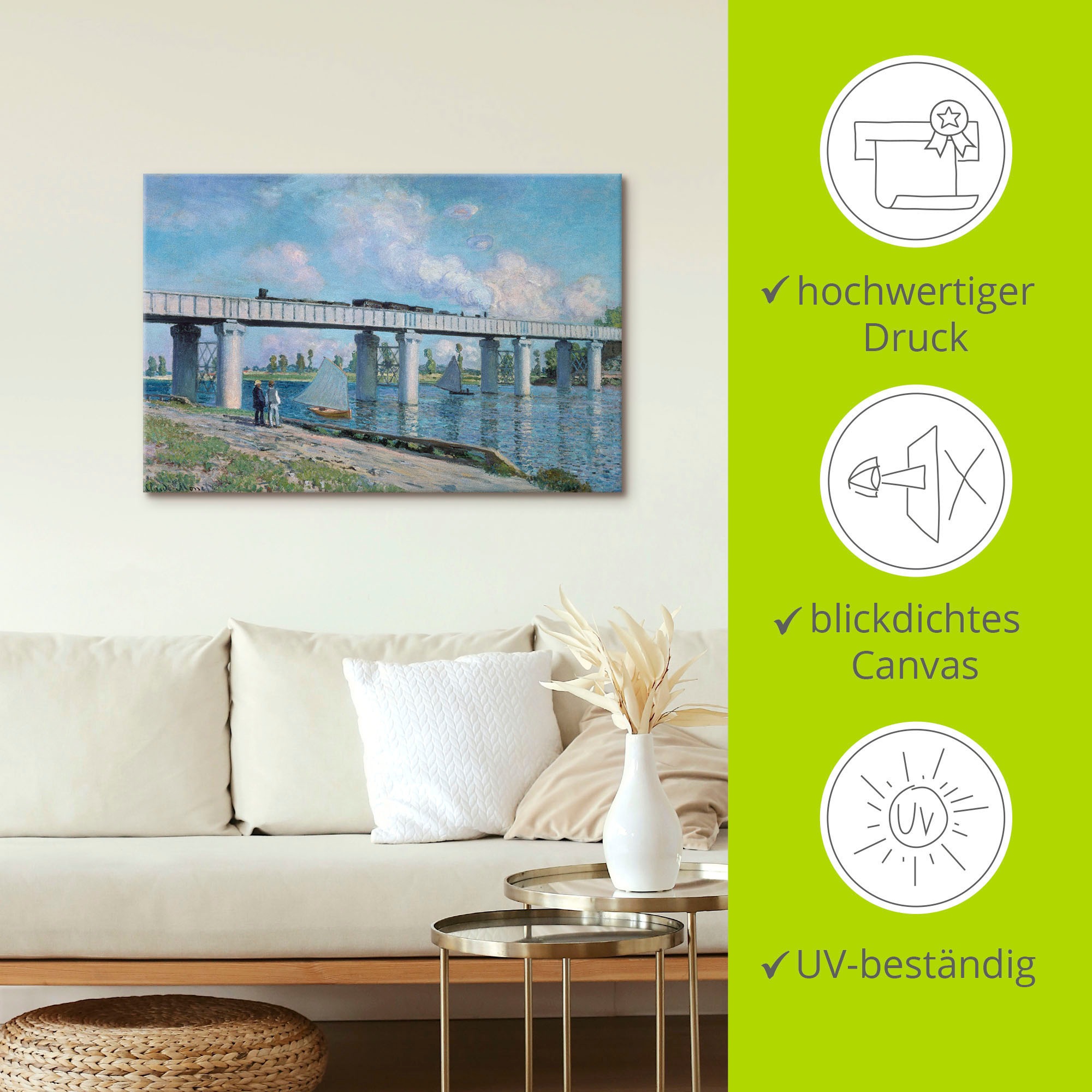 Artland Leinwandbild »Die Eisenbahnbrücke von Argenteuil.«, Brücken, (1 St.), auf Keilrahmen gespannt