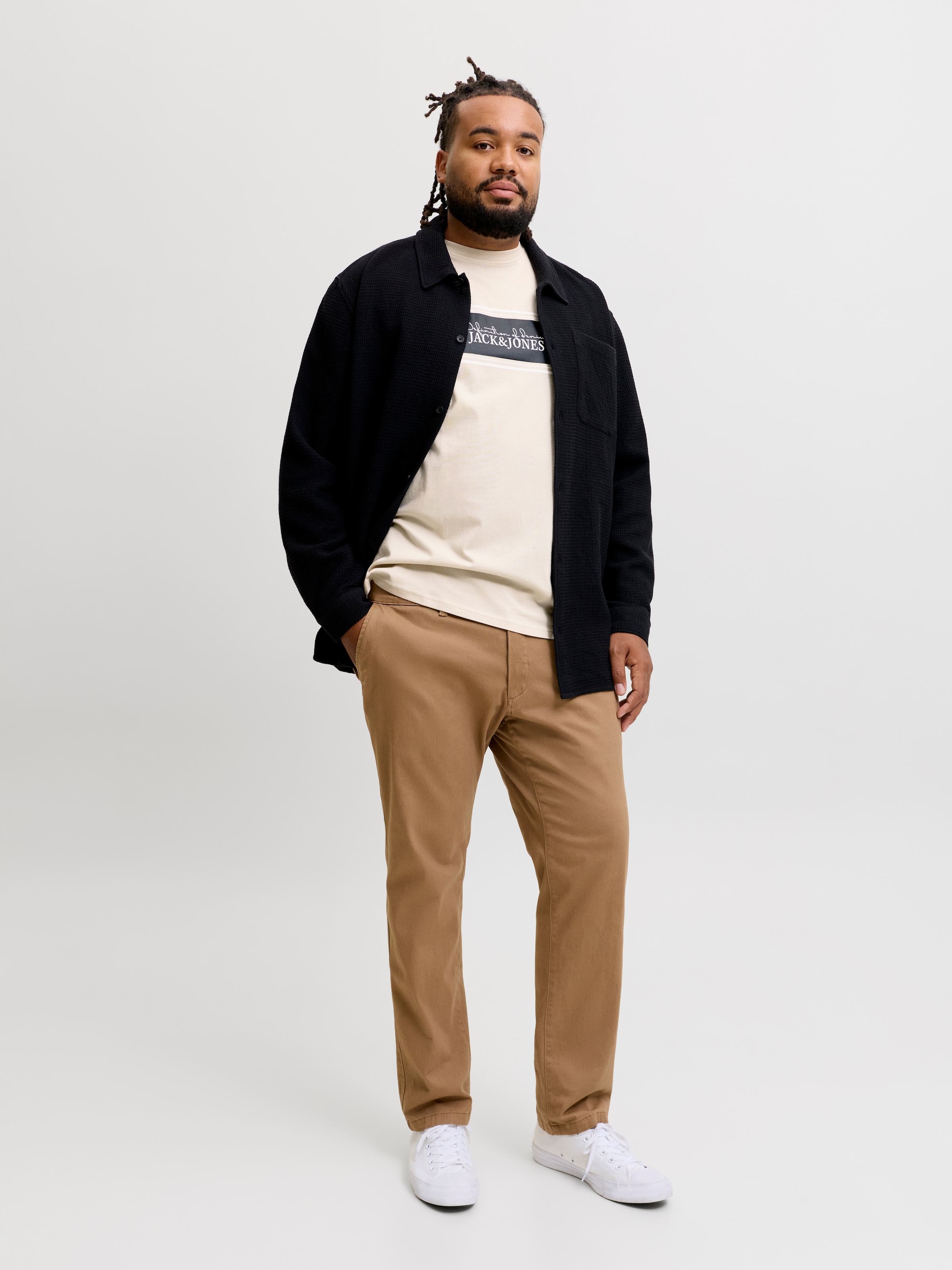 Jack & Jones PlusSize 1100000002199 »JJBUSTER TEE SS CREW NECK BTS SN PLS« Baumwolle, regular fit