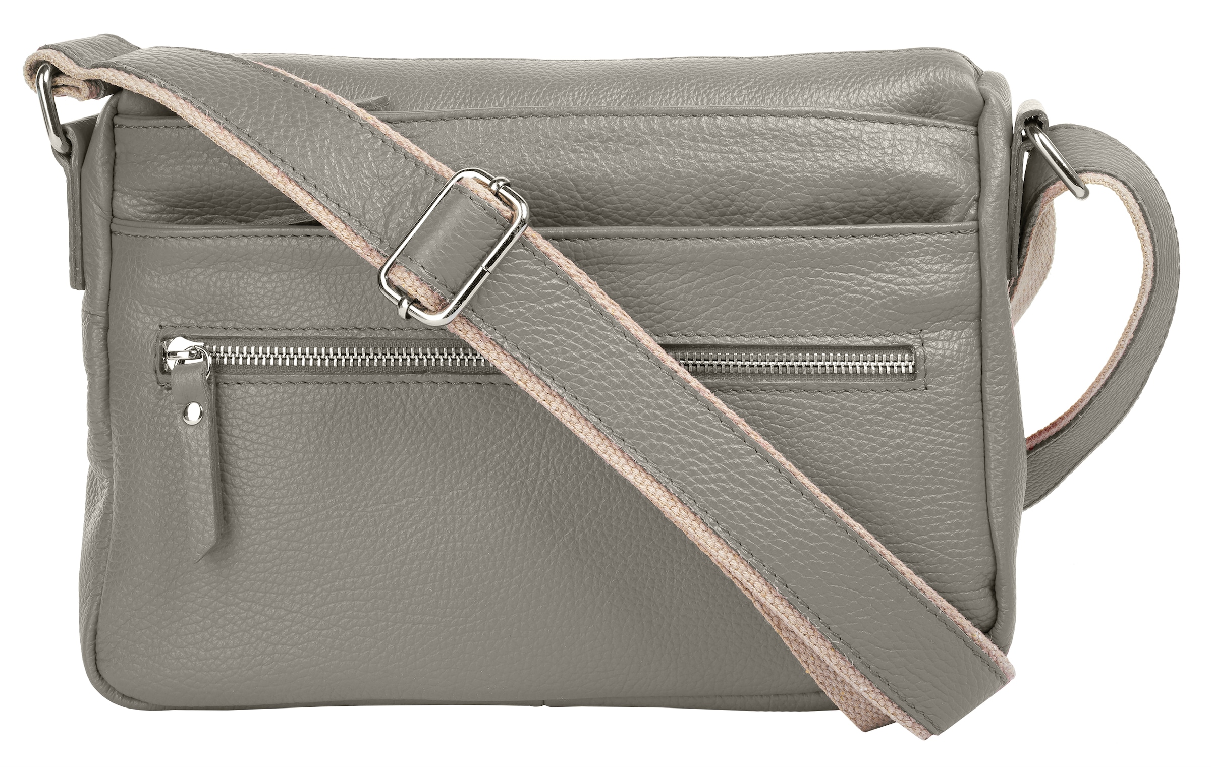 Umhängetasche SAMANTHA LOOK, Damen, Gr. B/H/T: 25cm x 22cm x 5cm onesize, grau, Leder, unifarben, Taschen Umhängetasche, echt Leder, Made in Italy