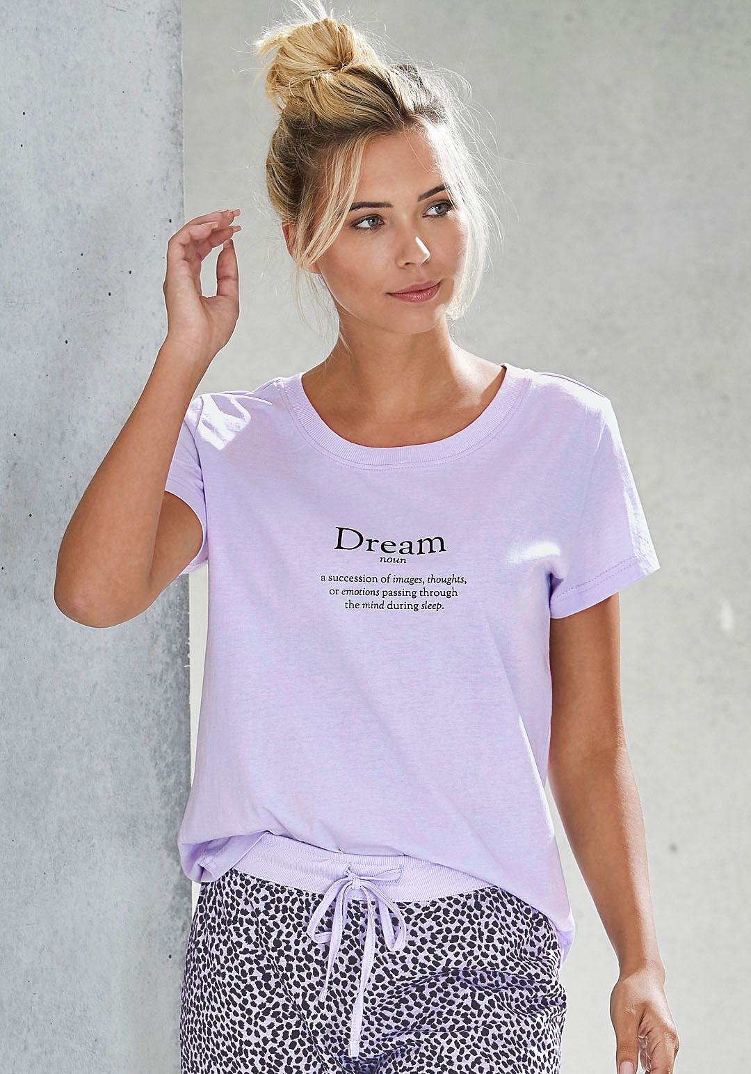 Vivance Dreams by Lascana Pyjamaoberteil 1 mit Statementdruck