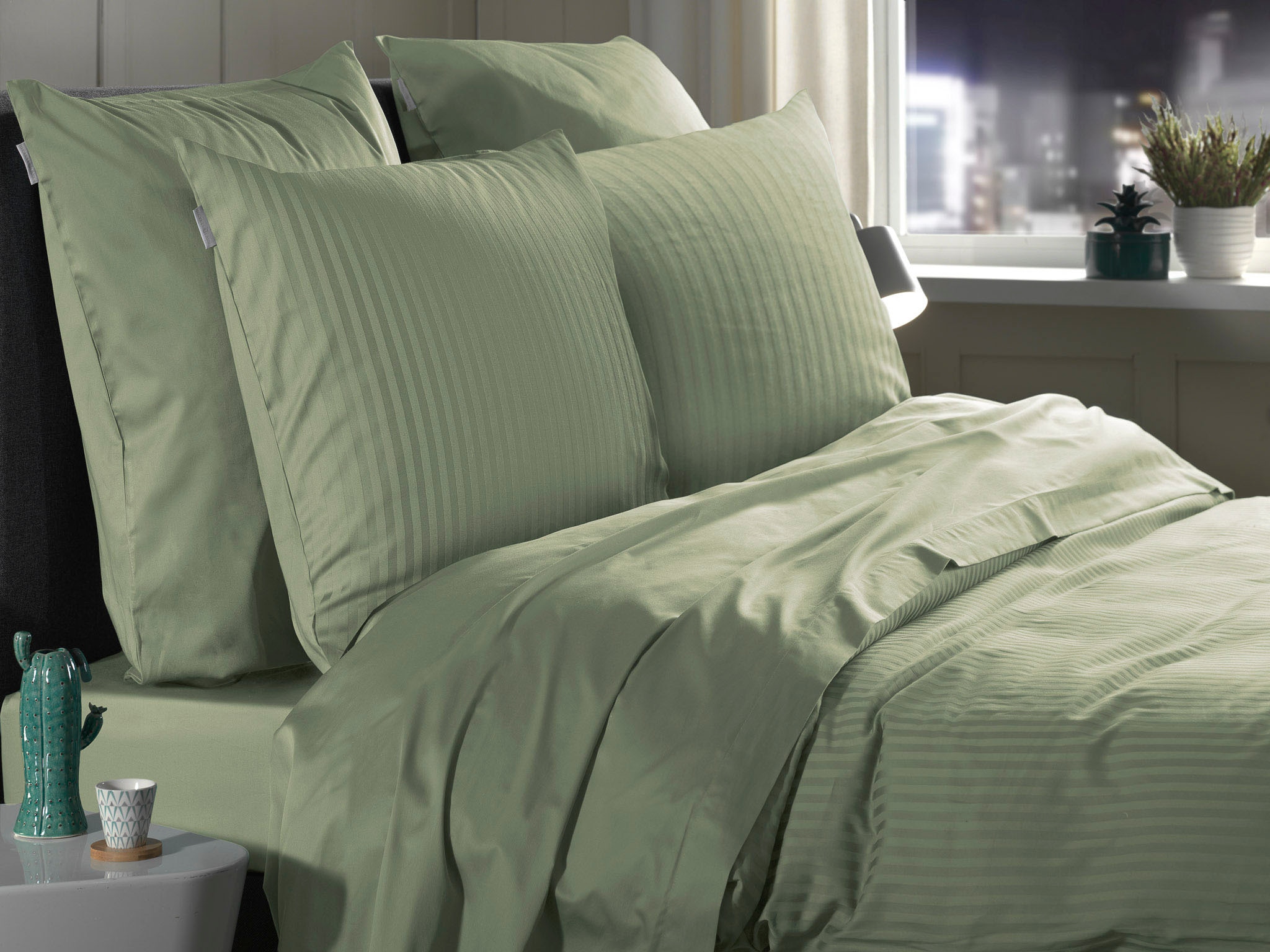 Heckett & Lane Bettwäsche »Banda« 2 Stk. hochwertiges Mako-Satin, Streifen Satin, Bettwäsche ab 135x200 cm.