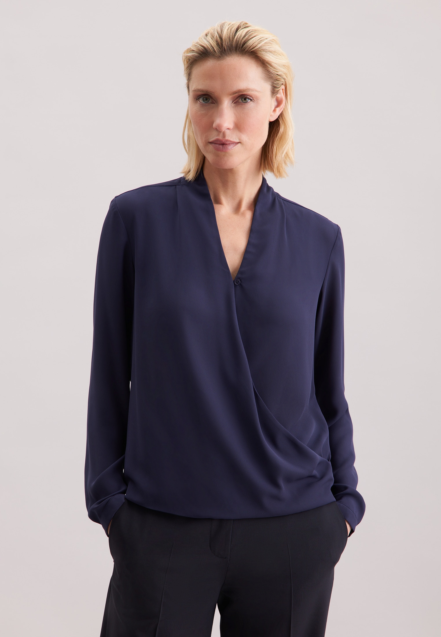 seidensticker Wickelbluse "Schwarze Rose", Langarm V-Neck Uni günstig online kaufen