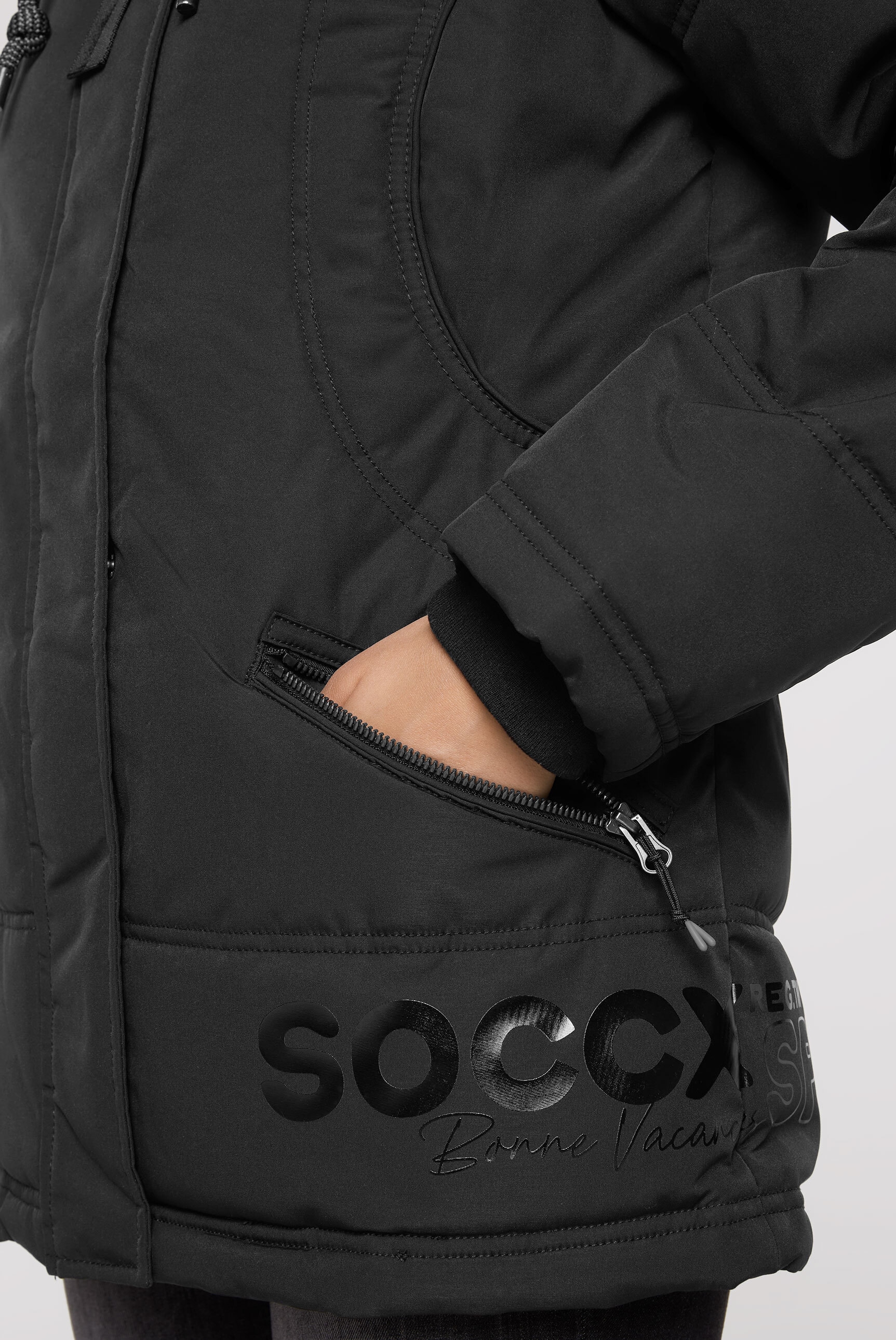 SOCCX Winterjacke, mit Kapuze, mit Rippbündchen im Ärmel