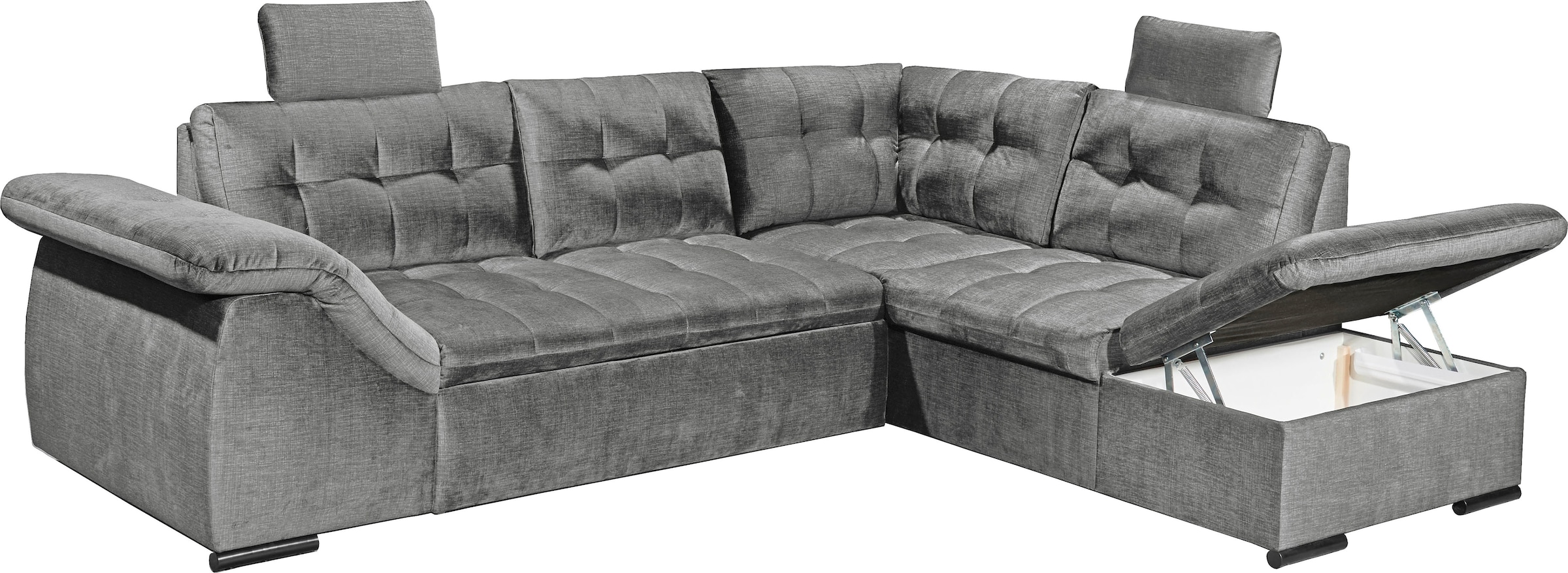 ED EXCITING DESIGN Ecksofa »Estrella L-Form«, mit Bettfunktion, Bettkasten, Armteilverstellung & Kopfstützen