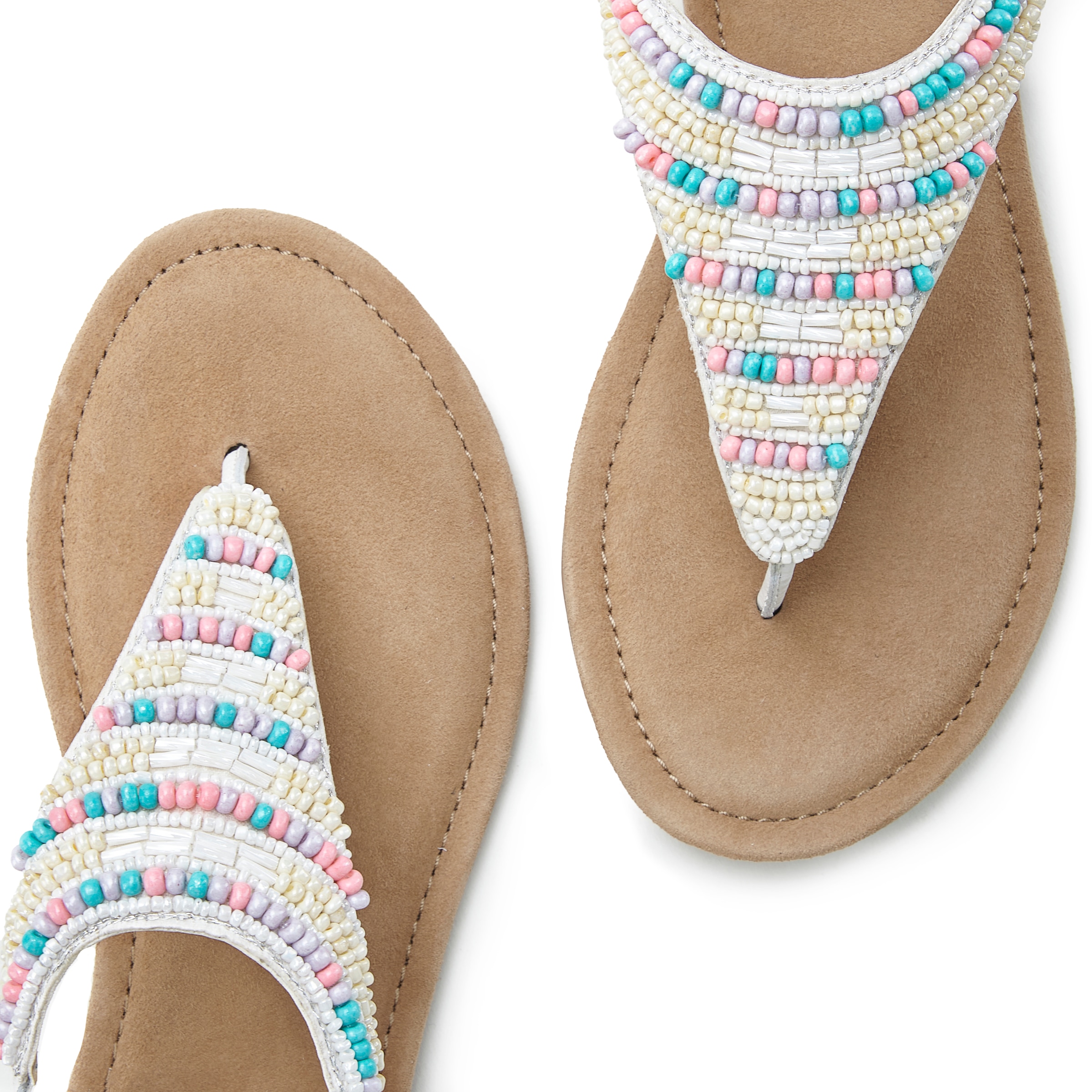 LASCANA Sandale »Zehentrenner, Pantolette, Sandalette, Sommerschuh«, mit Schmucksteinchen und Lederanteil