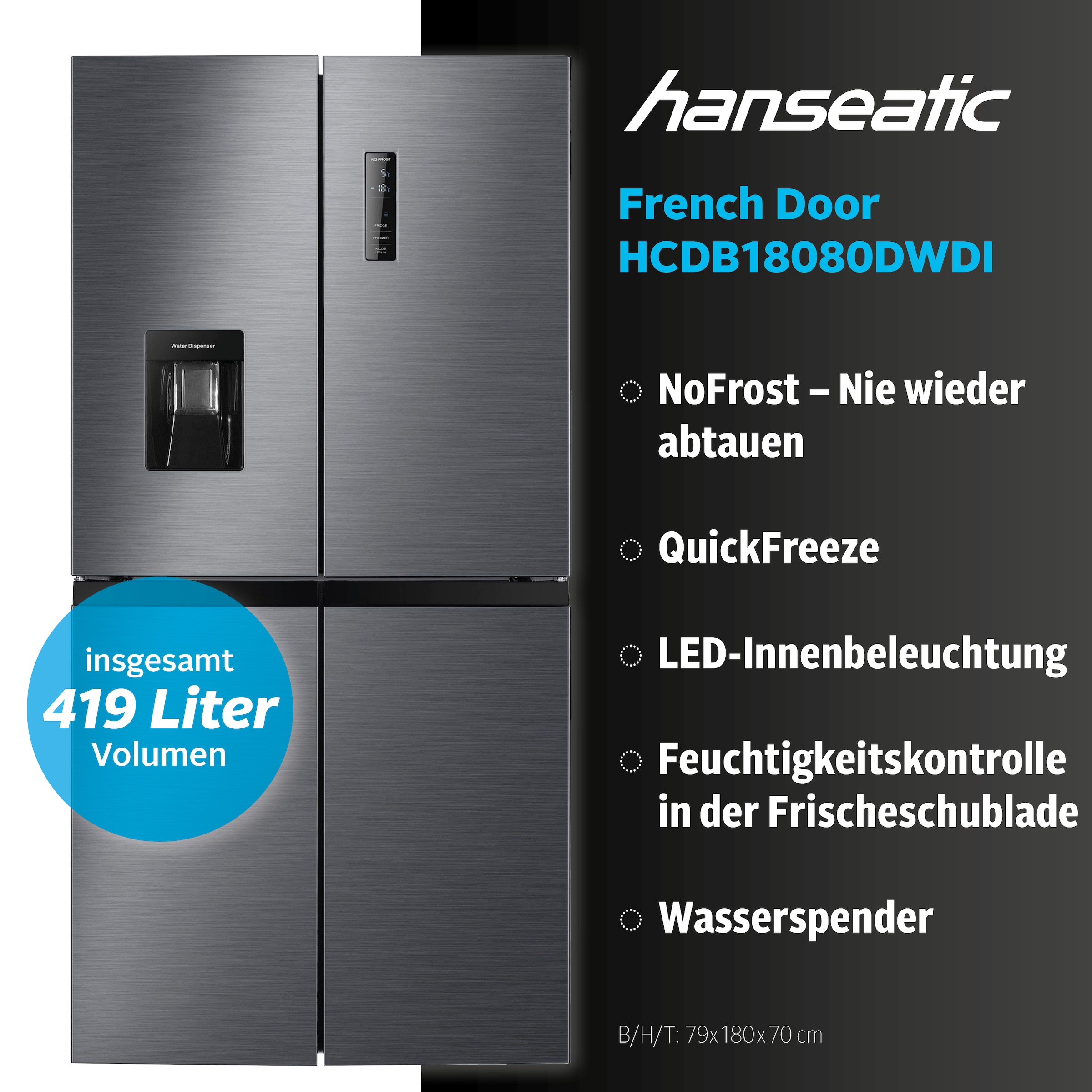 Hanseatic Multi Door »HCDB18080DWDI« 180 cm hoch 79 cm breit inkl. 3 Jahre Herstellergarantie