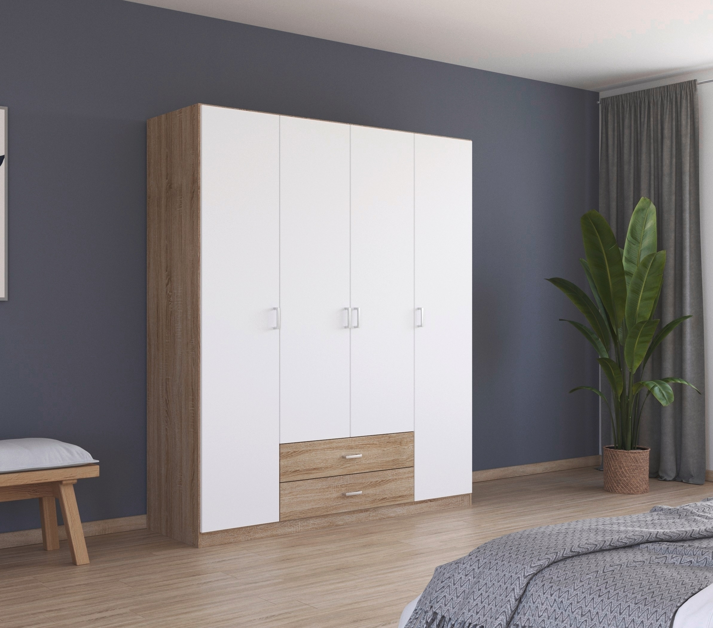 rauch Drehtürenschrank "Kleiderschrank Garderobe GAMMA Breiten 181 cm" in 3 Ausstattungen BASIC/CLASSIC/PREMIUM (inkl. SOFT-CLOSE-Funktion), mit Schubladen, verschiedene Griff-Varianten TOPSELLER MADE IN GERMANY
