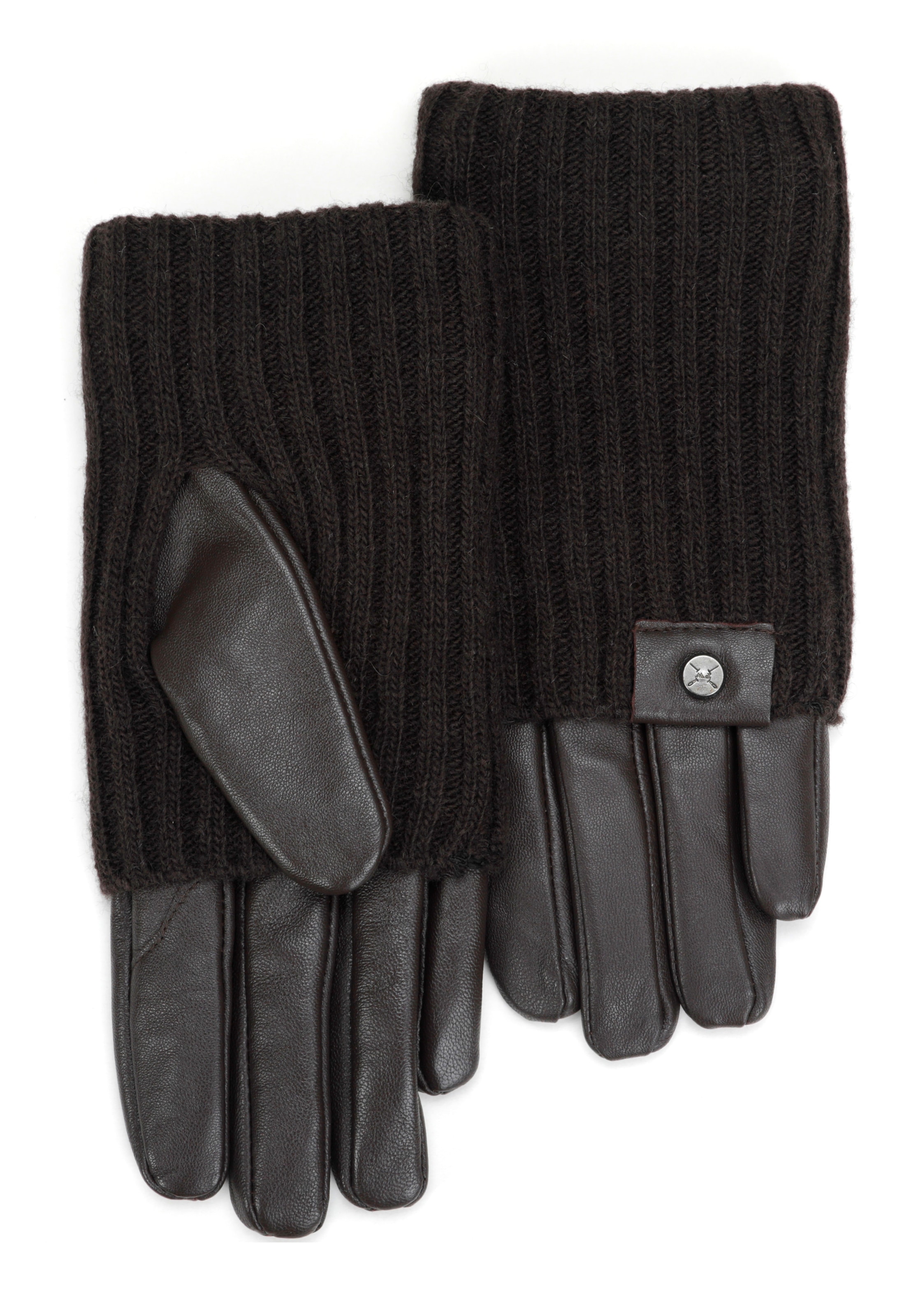 PEARLWOOD Lederhandschuhe »ROMY«, (1 Paar), Fleecefutter, als Lang-oder Kurzhandschuh zu tragen, Strickbündchen
