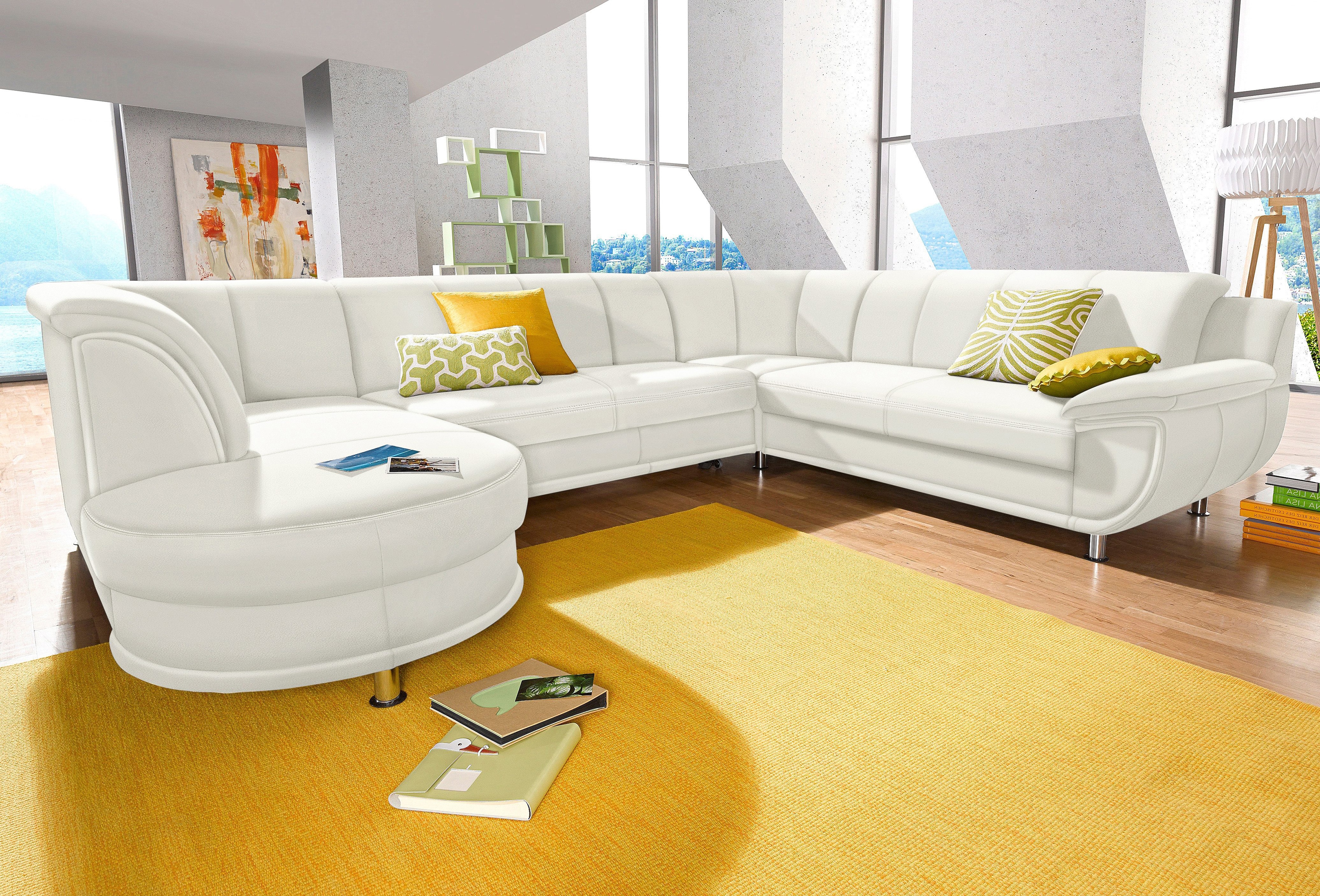 TRENDMANUFAKTUR Wohnlandschaft "Rondo, wahlweine mit Federkern, Breite 320cm, U-Form" inkl.Federkern und mit Bettfunktion