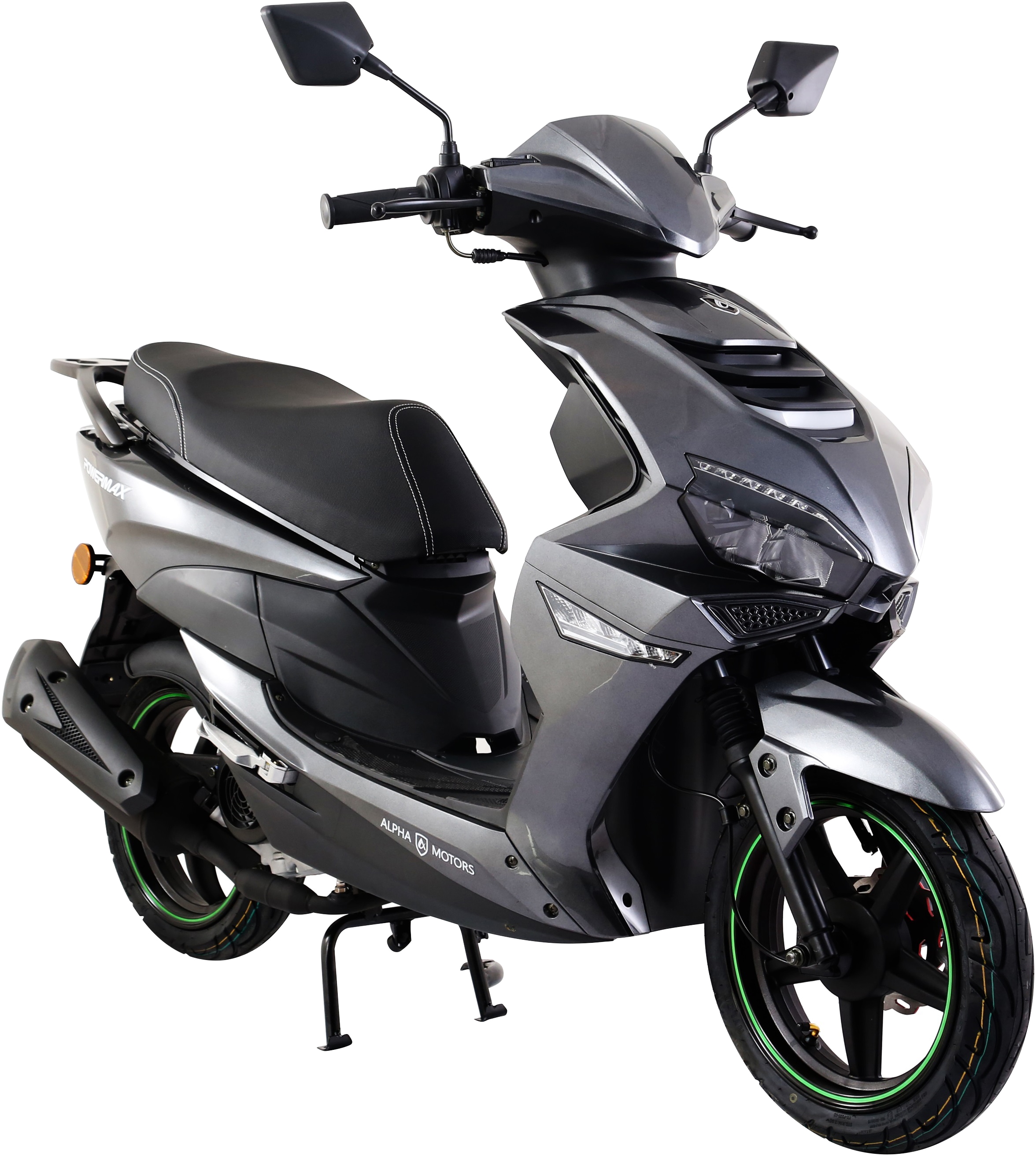 Alpha Motors Mofaroller »Powermax 50 ccm 25 kmh EURO 5 dunkelgrau (mit/ohne Topcase)«, 50 cm³, 25 km/h, Euro 5, 2,6 PS