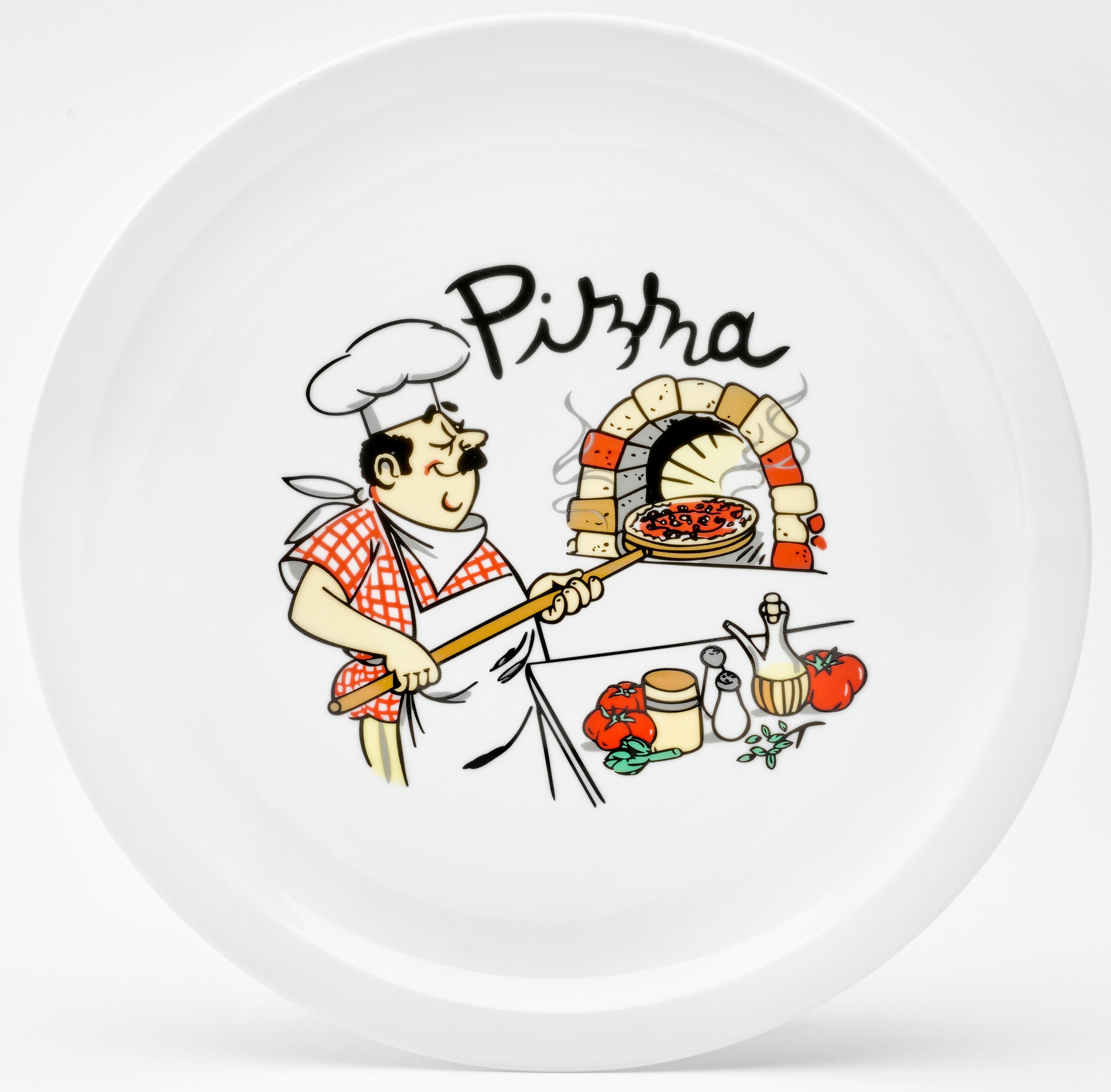 Thumbnail - van Well Pizzateller "Küchenchef" Porzellan, spülmaschinen- und mikrowellengeeignet, Ø 30 cm