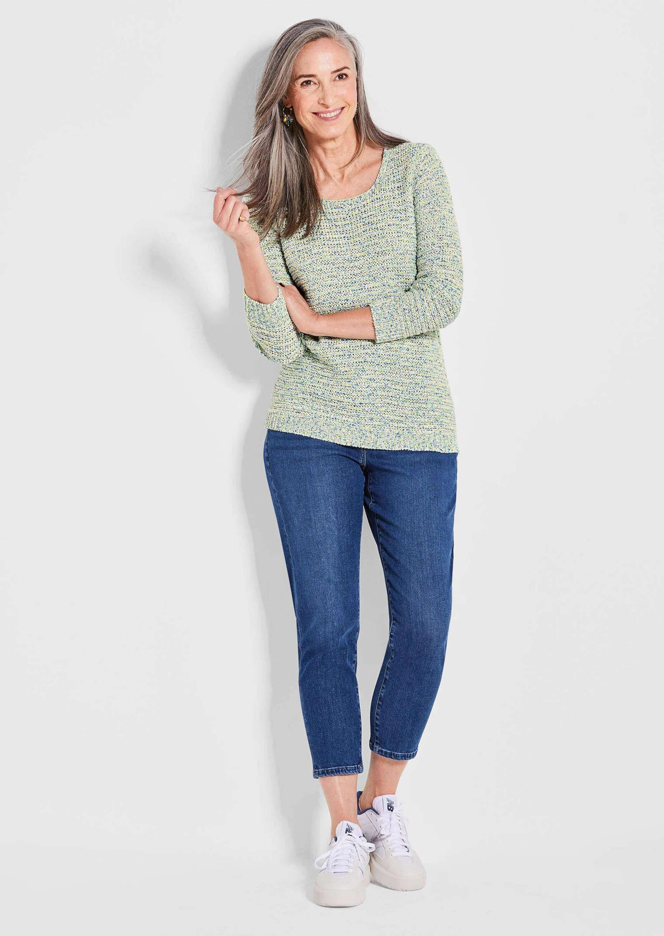 GOLDNER Rundhalspullover »Kurzgröße Strickoberteil mit Multicolor-Effekt«