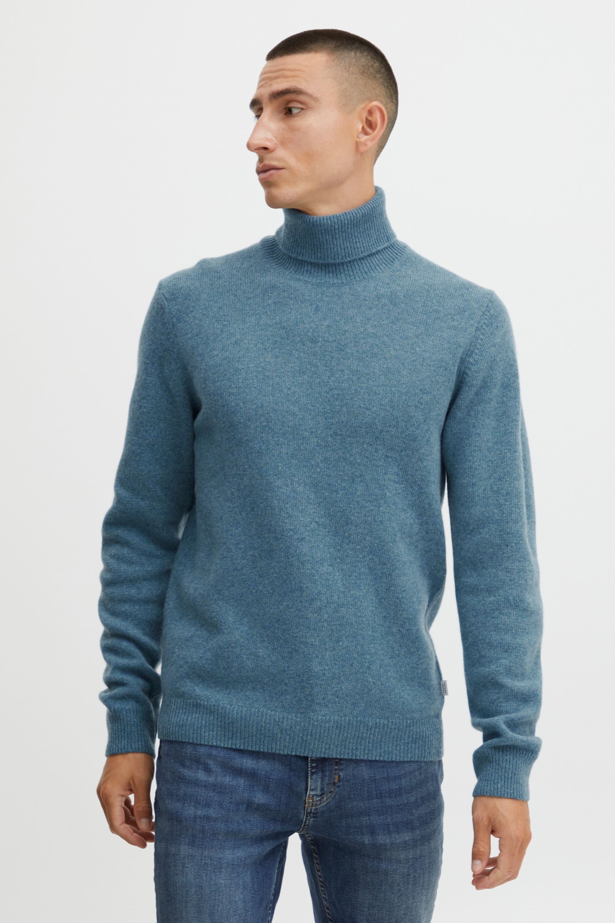 Rollkragenpullover CASUAL FRIDAY "Strickrollkragenpull CFKarl", Herren, Gr. XXL, blau (true navy melange), Obermaterial: 80% Wolle WO. 20% Polyamid PA., Pullover Rollkragenpullover 2