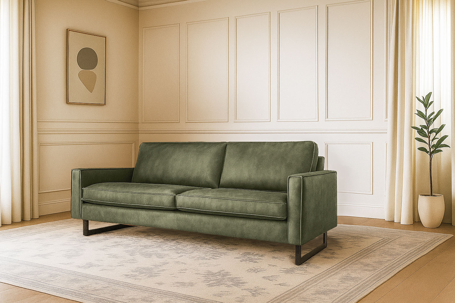 OTTO home 3-Sitzer "Maxi-Ausführung Pinto, 236 cm, Cord, Chenille, Lederoptik" mit Keder, schwarze Metallfüße, Wellenunterfederung