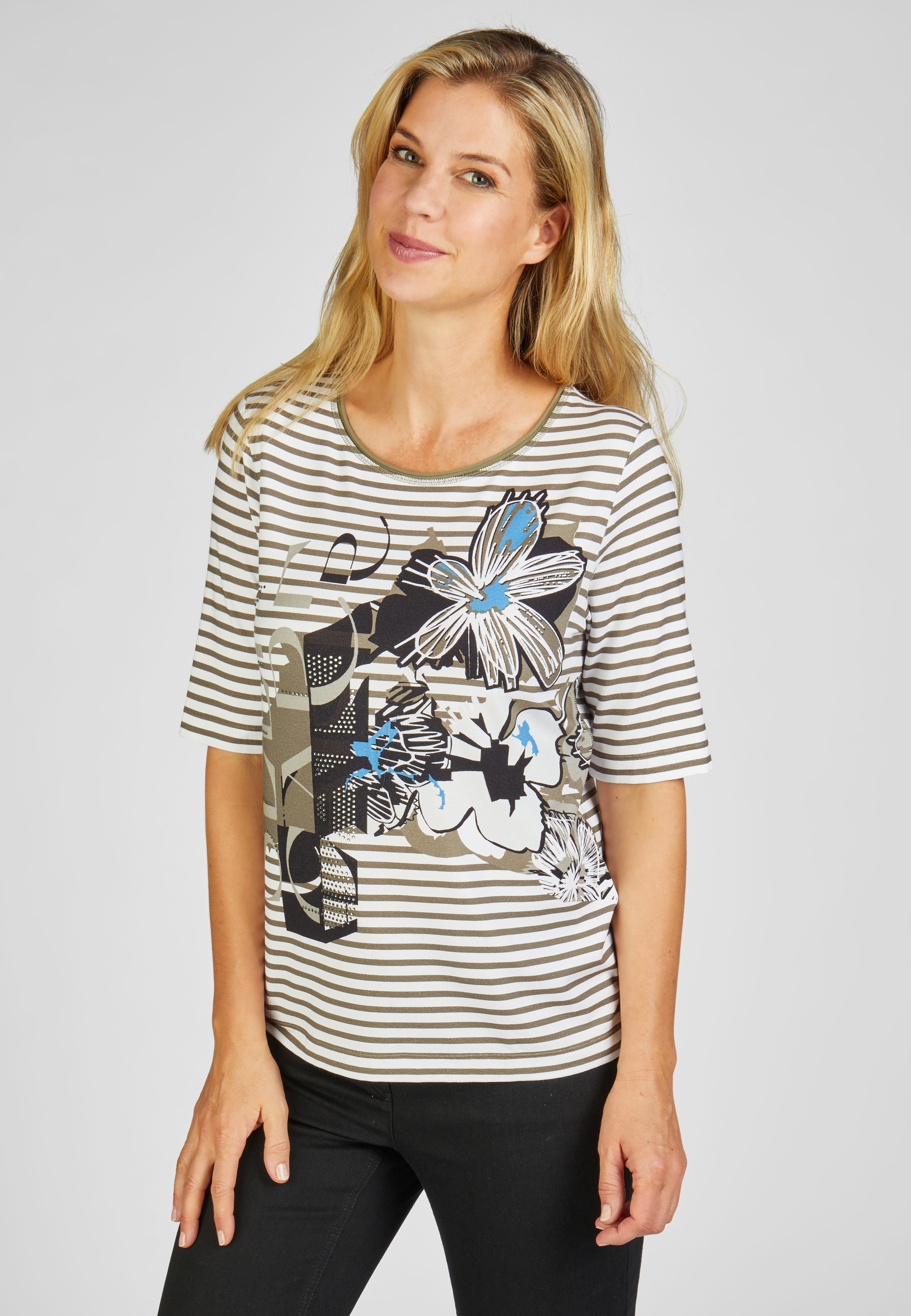 Rabe Print-Shirt "RABE T-Shirt mit Strassdetails"