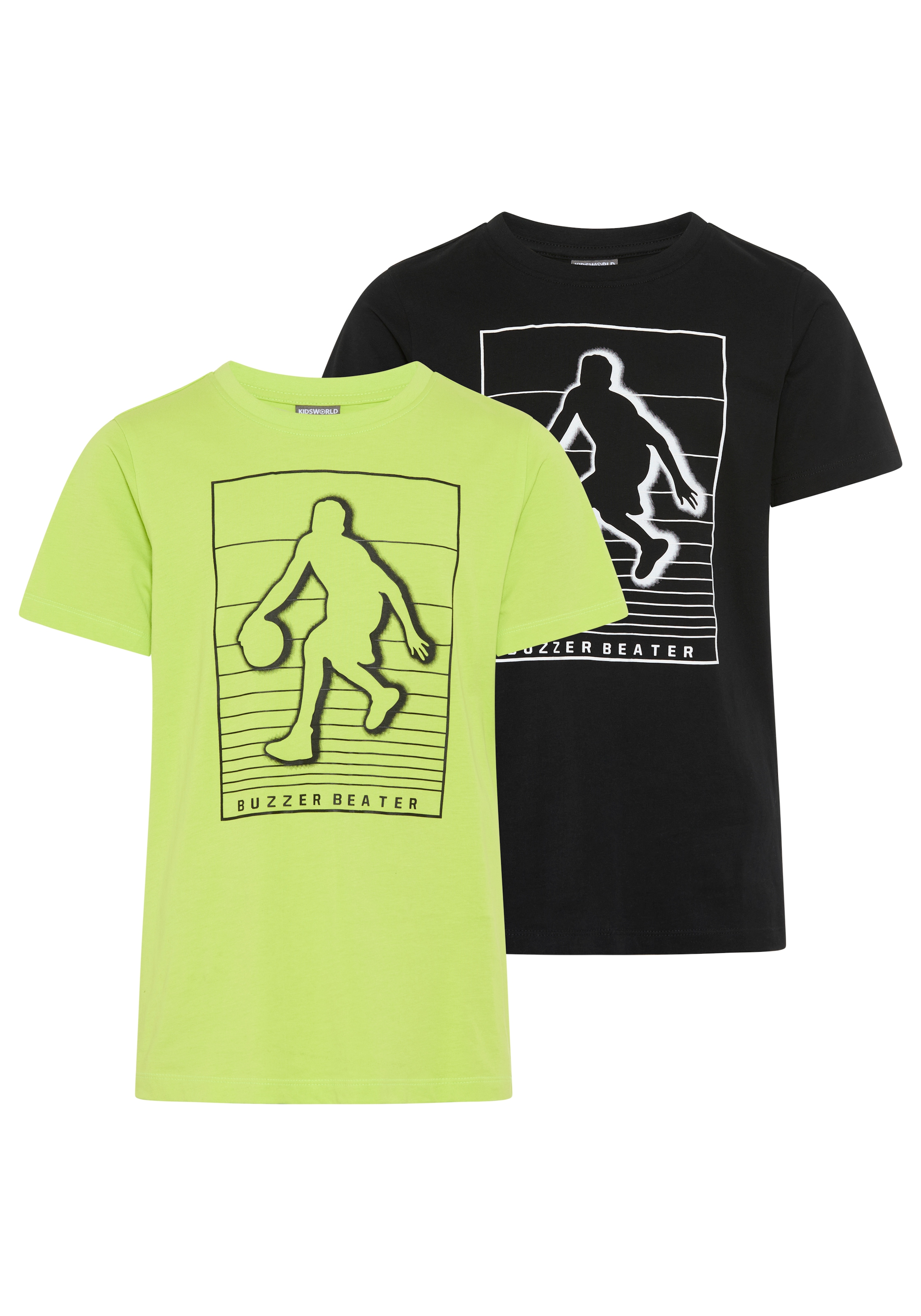 KIDSWORLD T-Shirt "2er Pack Shirts mit Basketball-Print" Packung, 2, sportlicher Stil, Kurzarm, bedruckt, aus Baumwolle
