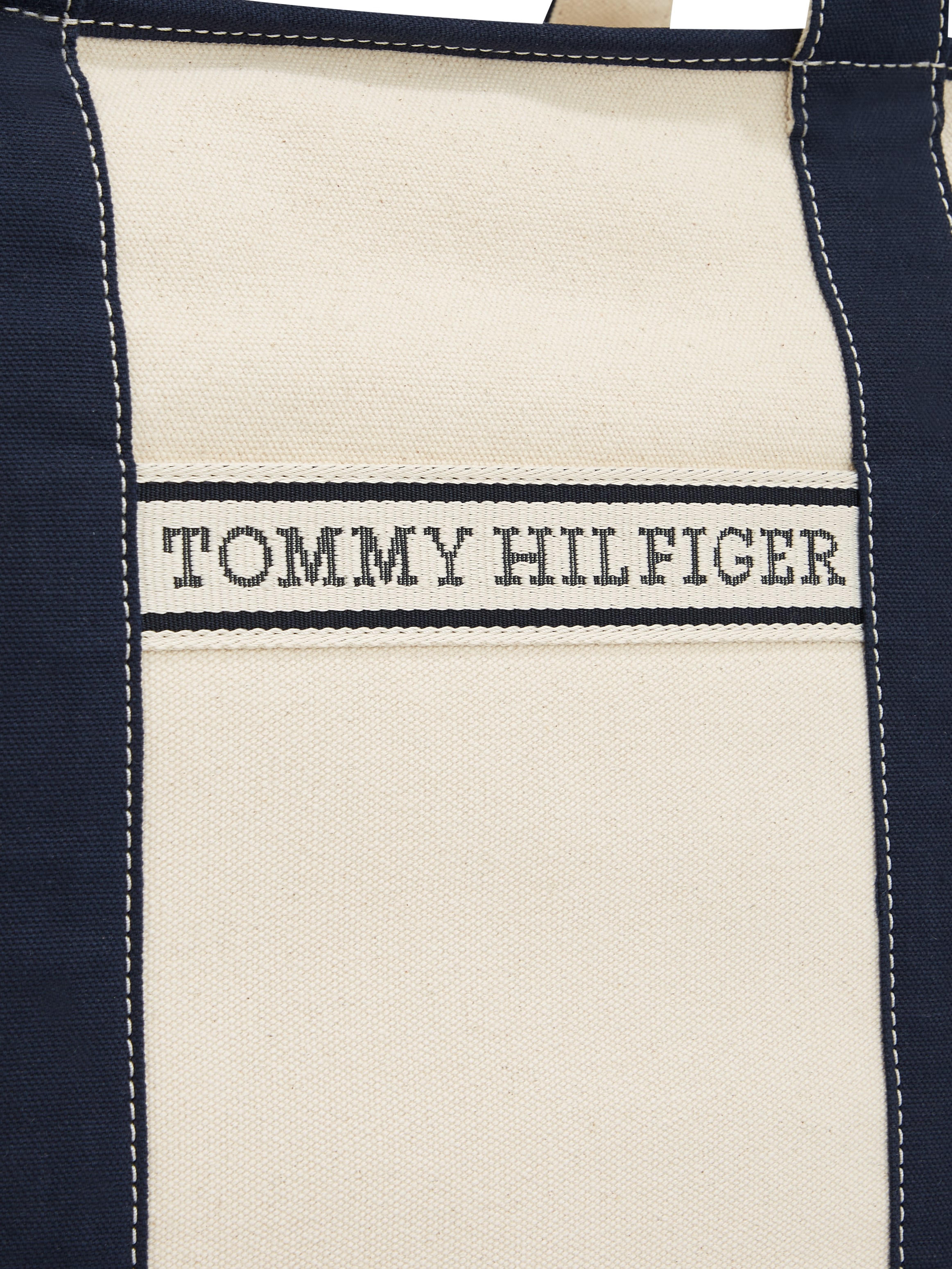 Tommy Hilfiger Tragetasche »TH SUMMER CANVAS TOTE«, Damen Henkeltasche, Beuteltasche, Strandtasche mit Kontrastbesatz
