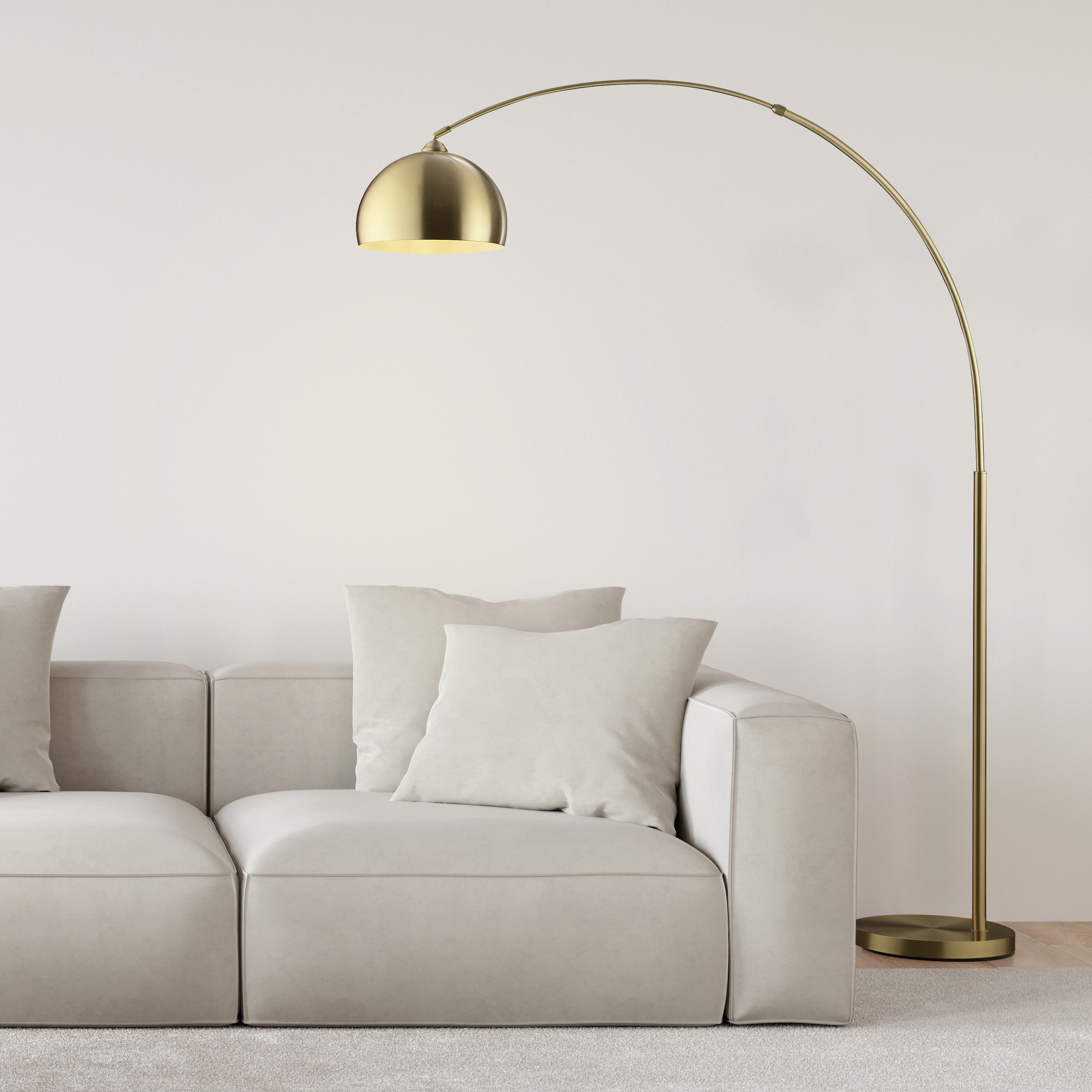 Brilliant Bogenlampe »Manor« E27 1 Stk. Bogen-Stehleuchte E27, 199 x 150 cm, messingfarben gebürstet