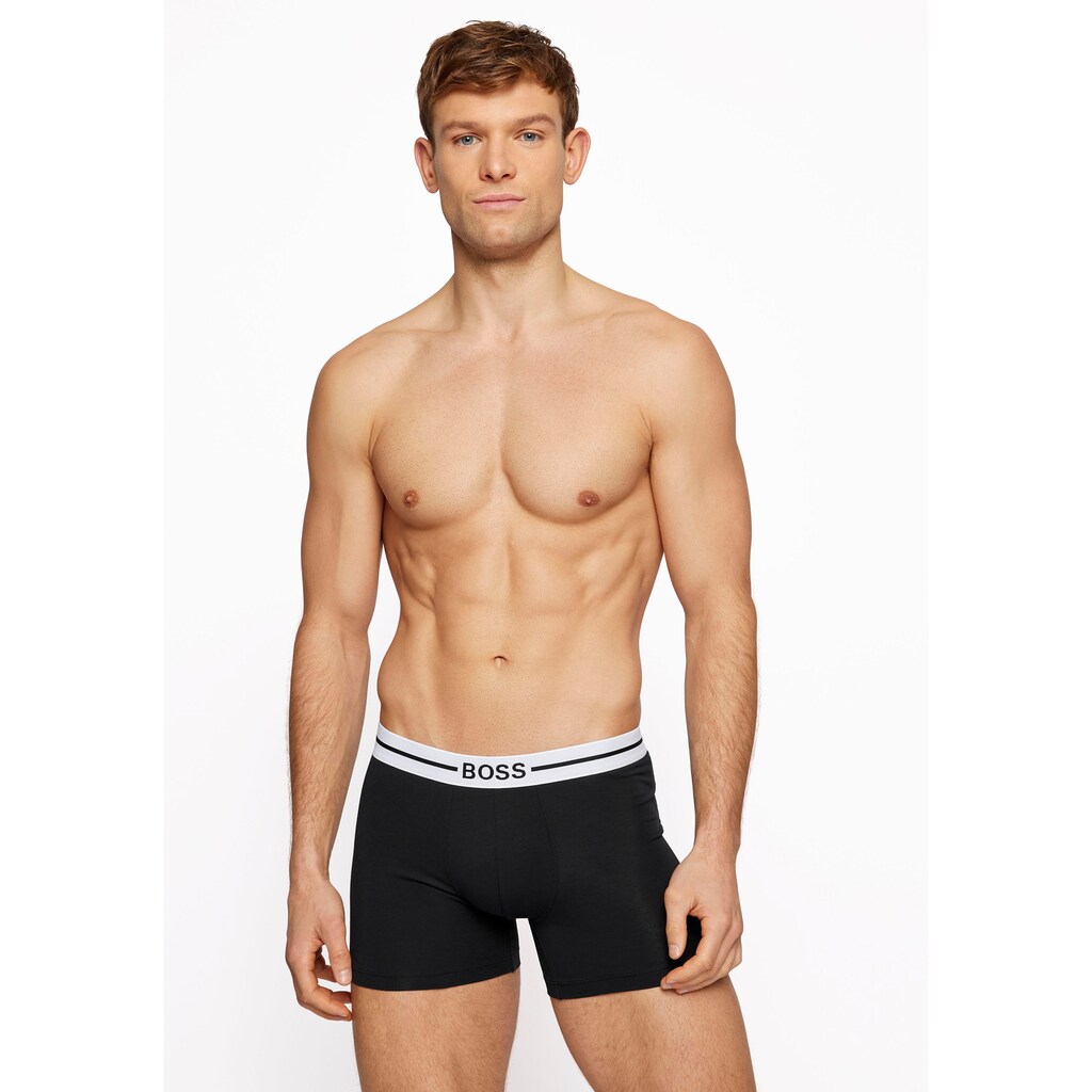 Herrenmode Herrenwäsche BOSS Boxer, (3 St.) blau + navy + schwarz Herrenmode Herrenwäsche BOSS Boxer, (3 St.) blau + navy + schwarz