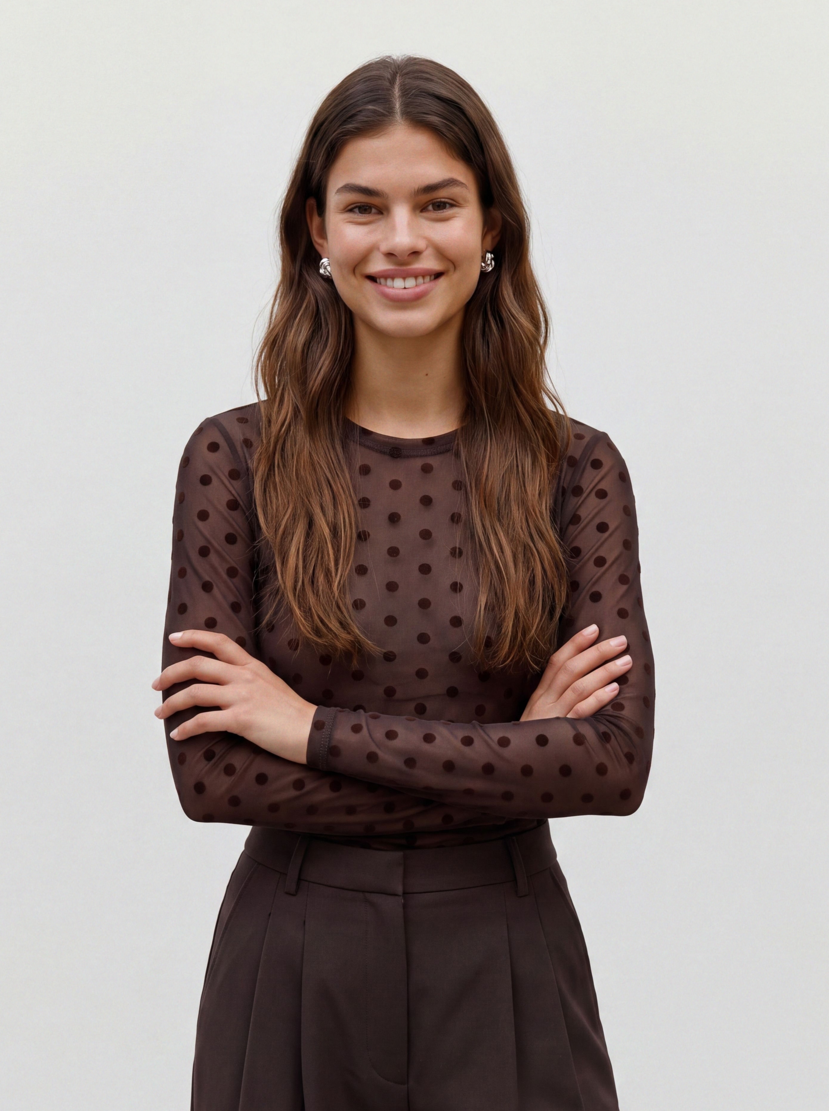 Vero Moda Langarmshirt "VMLOVA LS MESH TOP JRS NOOS" Materialmix, slim fit