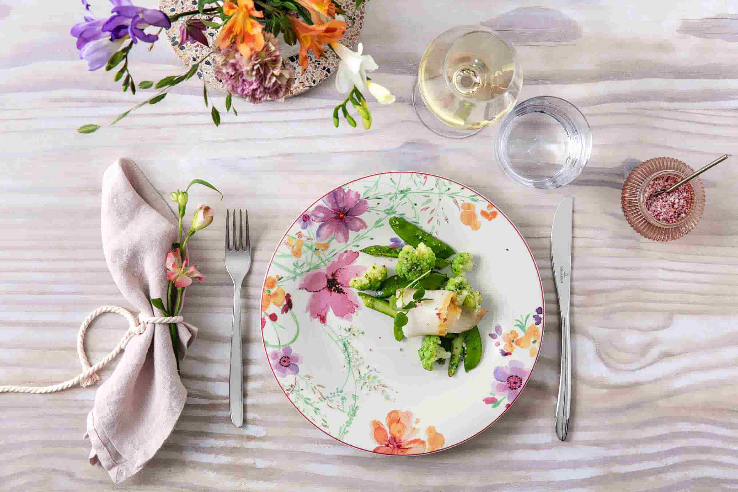 Villeroy & Boch Geschirr-Set "Einsteiger-Set Mariefleur Basic 8er Set bunt" Spülmaschinengeeignet, Mikrowellenfest