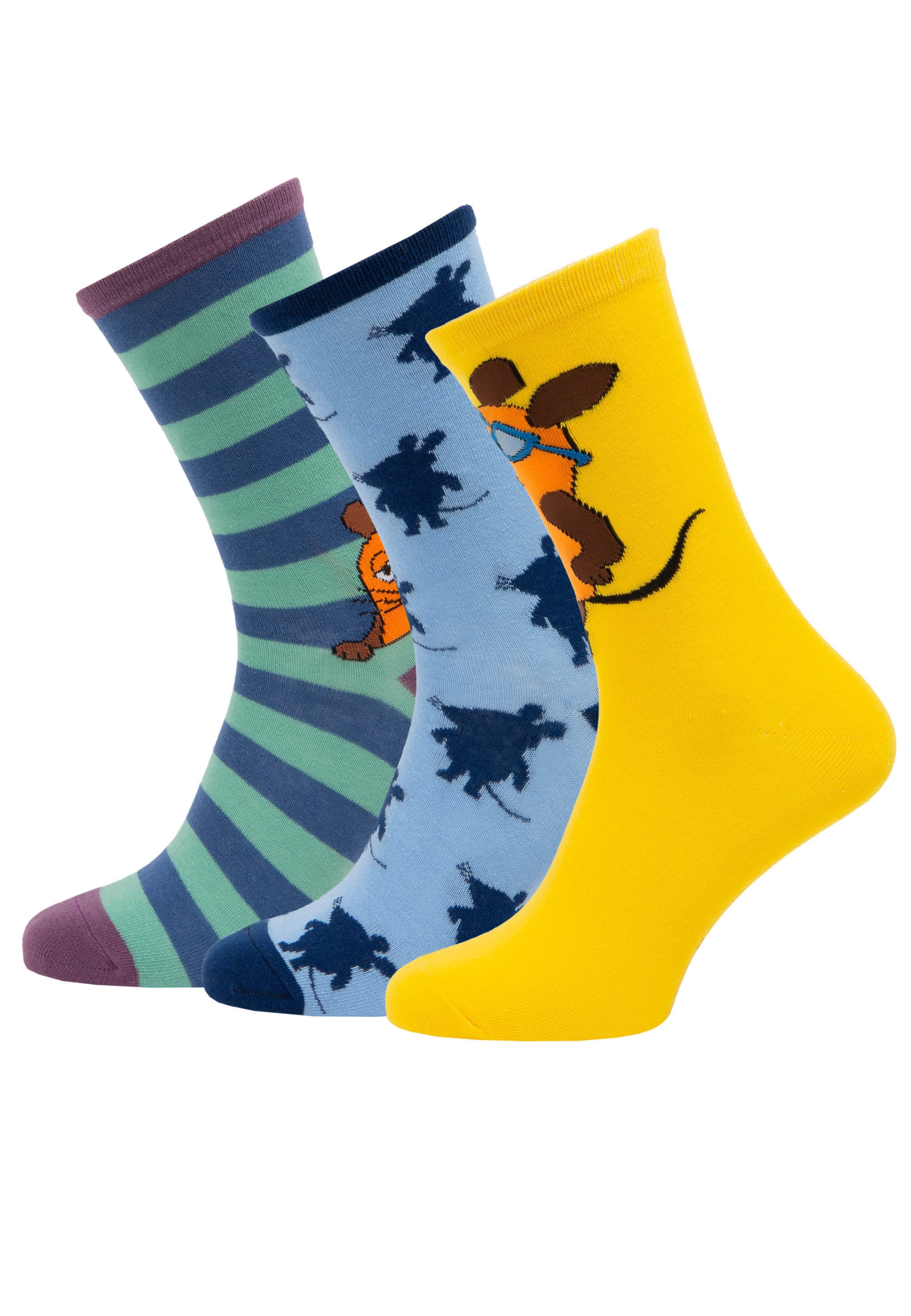 Socken »Maus«, (3 Paar), 3er-Pack mit buntem Design