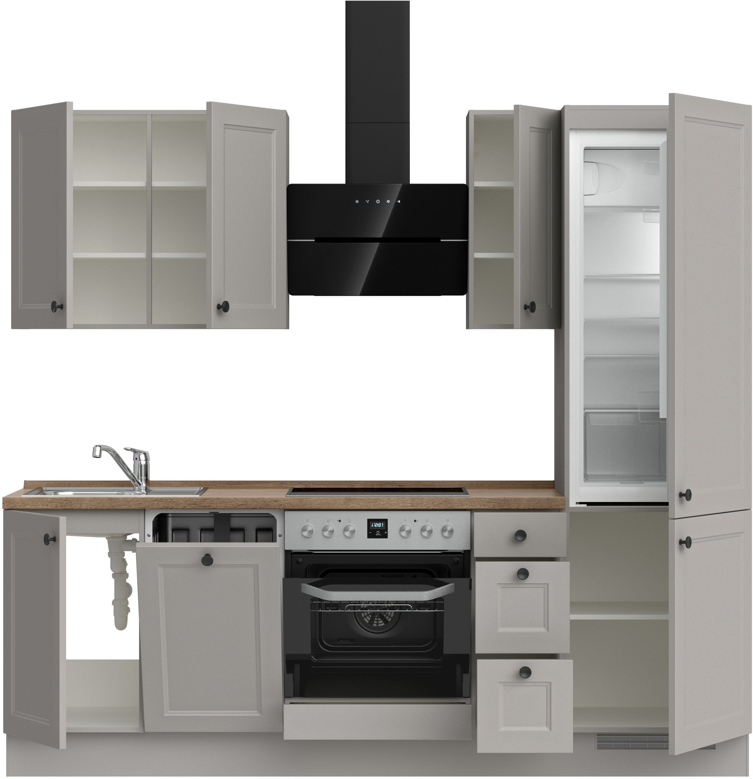nobilia® Küchenzeile »"Cascada II"«, vormontiert, Breite 240 cm, Ausrichtung wählbar, wahlw. mit E-Geräten