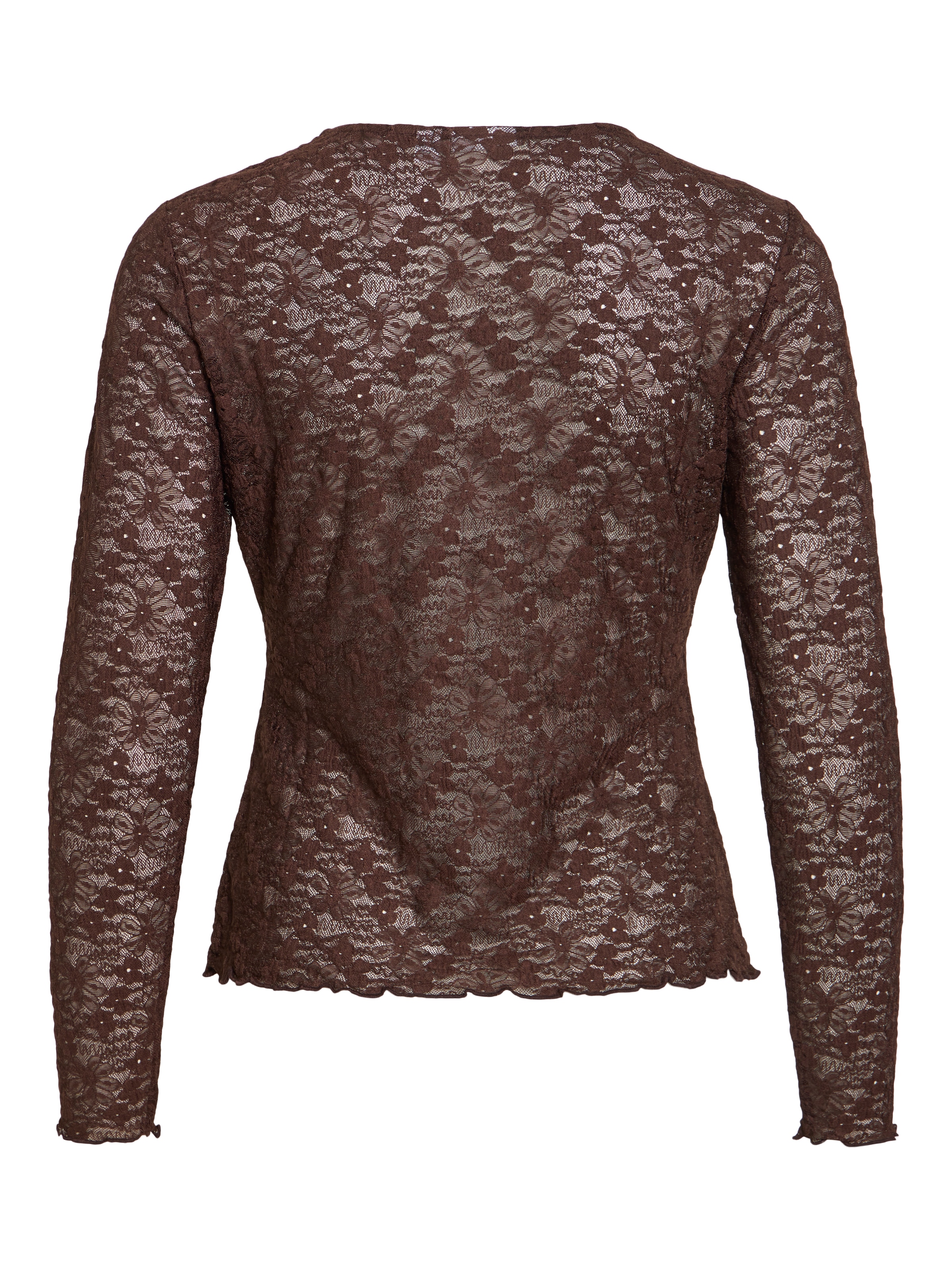 Vila Spitzenshirt »VIFAY O-NECK L/S TOP - NOOS« Materialmix, enger Schnitt