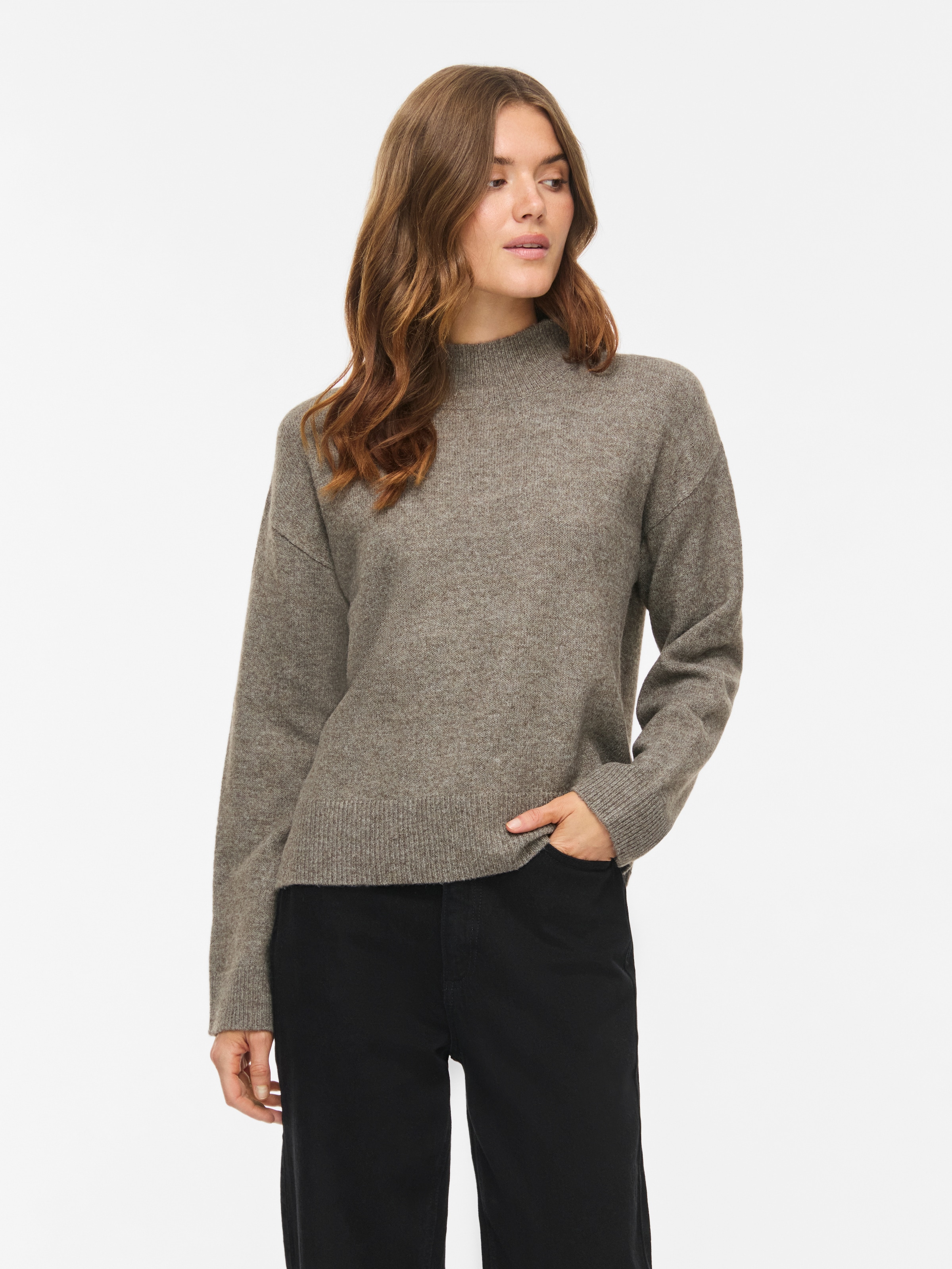 Vila Strickpullover »VIAYLIN HIGHNECK L/S KNIT TOP/PB« Materialmix,