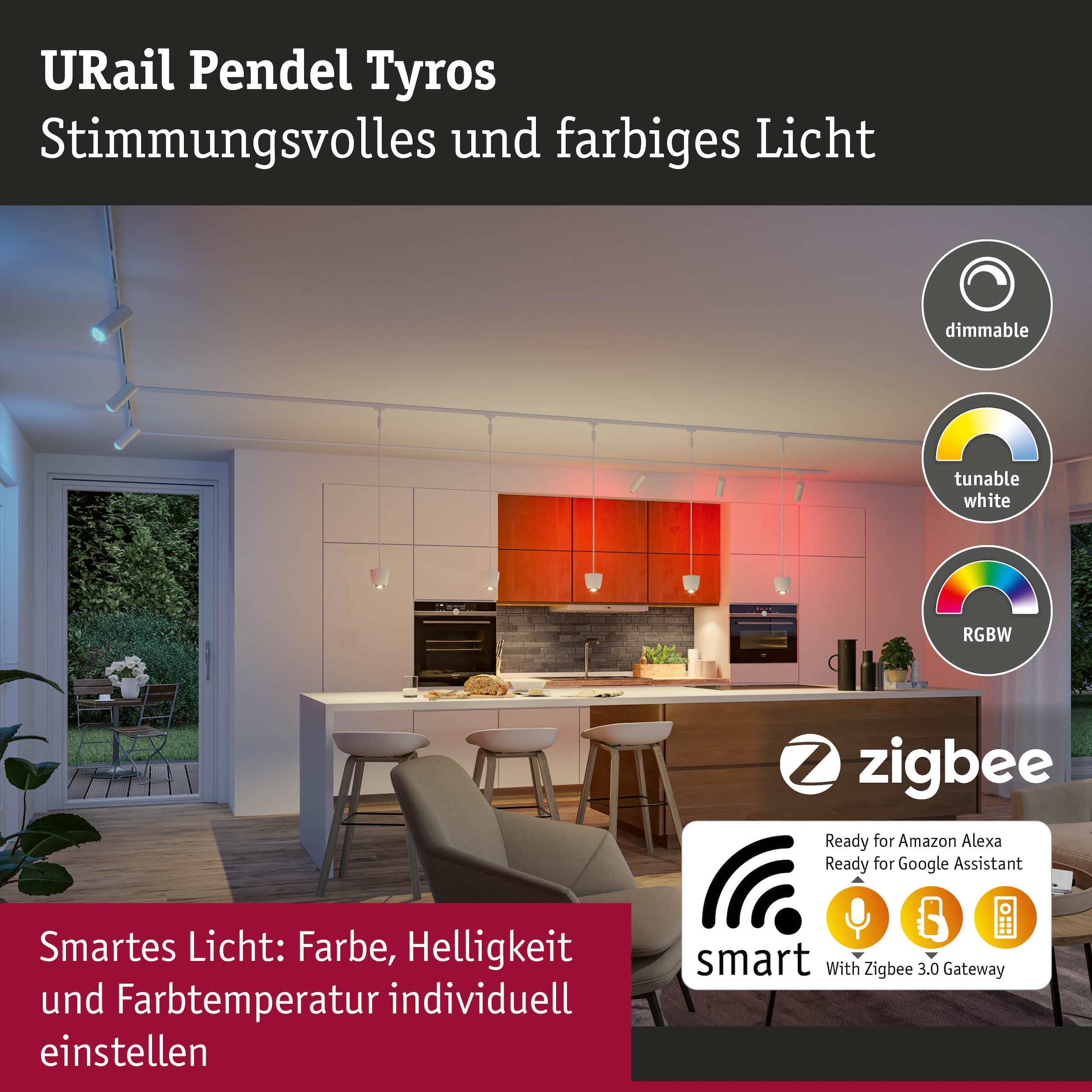 Paulmann Schienensystem-Leuchten »Tyros 200lm 4,5W RGBW+ dimmbar 230V« LED-Modul 1 Stk. Tageslichtweiß Smart Home