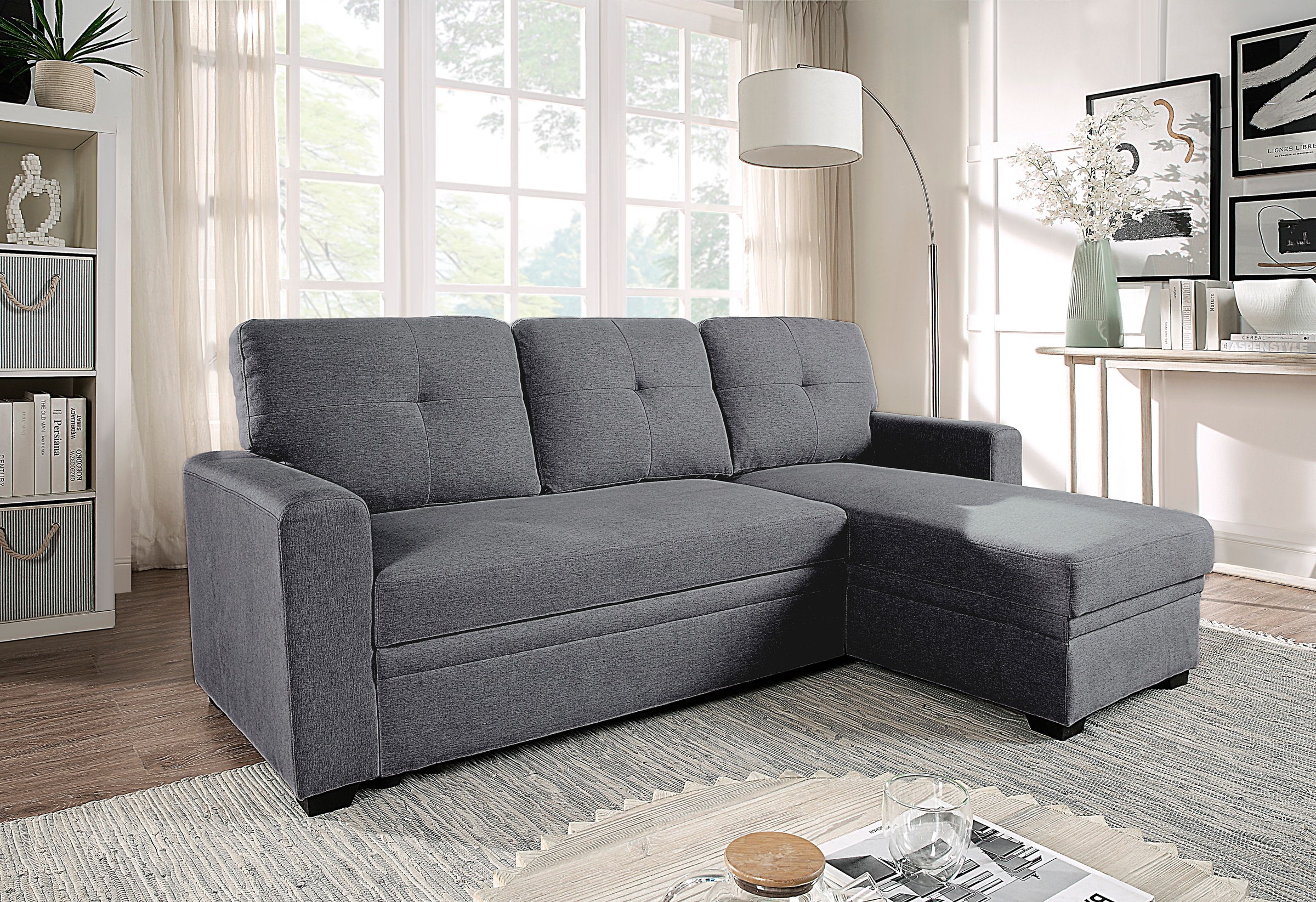 ATLANTIC home collection Ecksofa "Gerrit L-Form, B: 216 cm" mit Schlaffunktion & Bettkasten