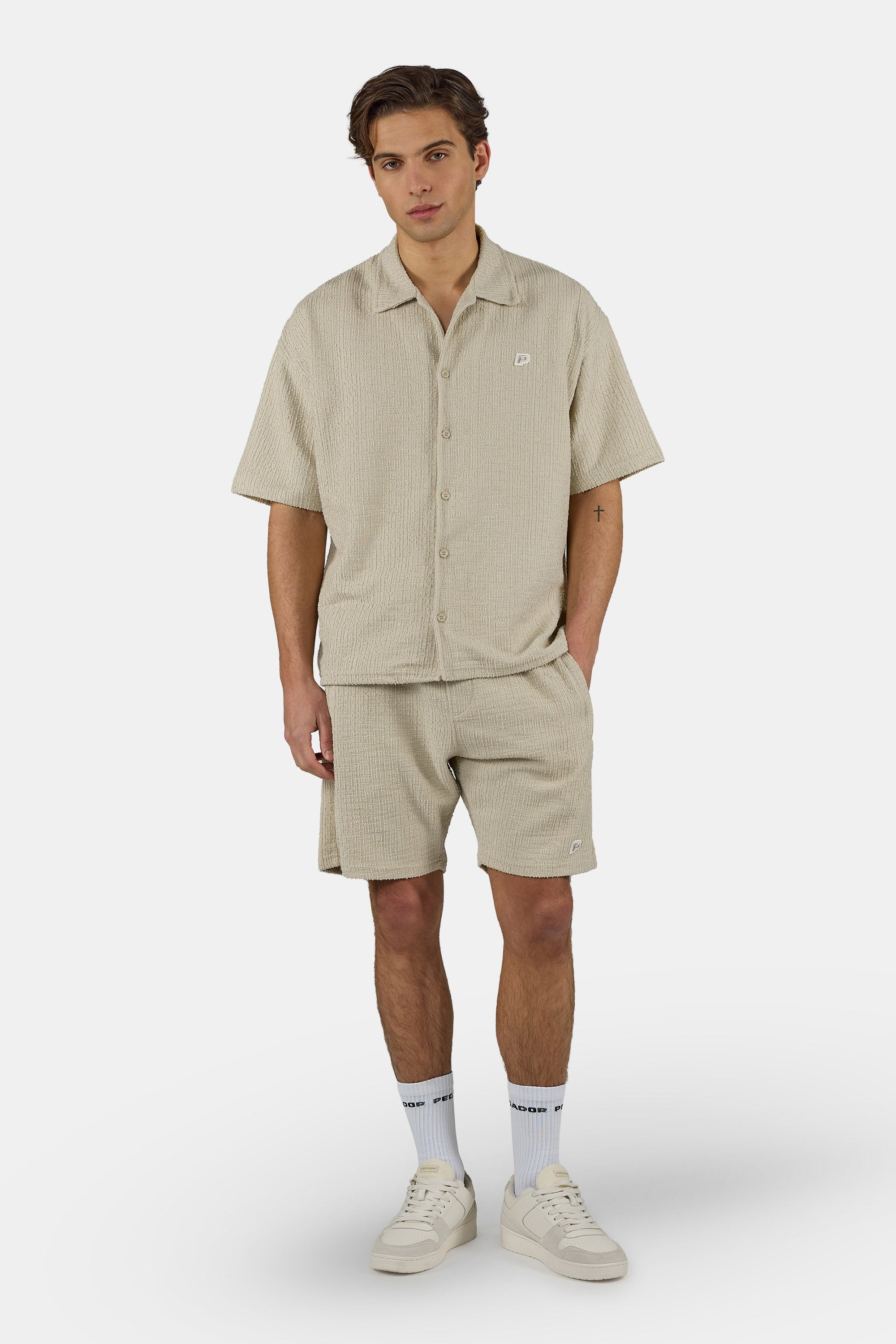 PEGADOR Kurzarmshirt »Libco Structured Knit Shirt« Materialmix, regular fit